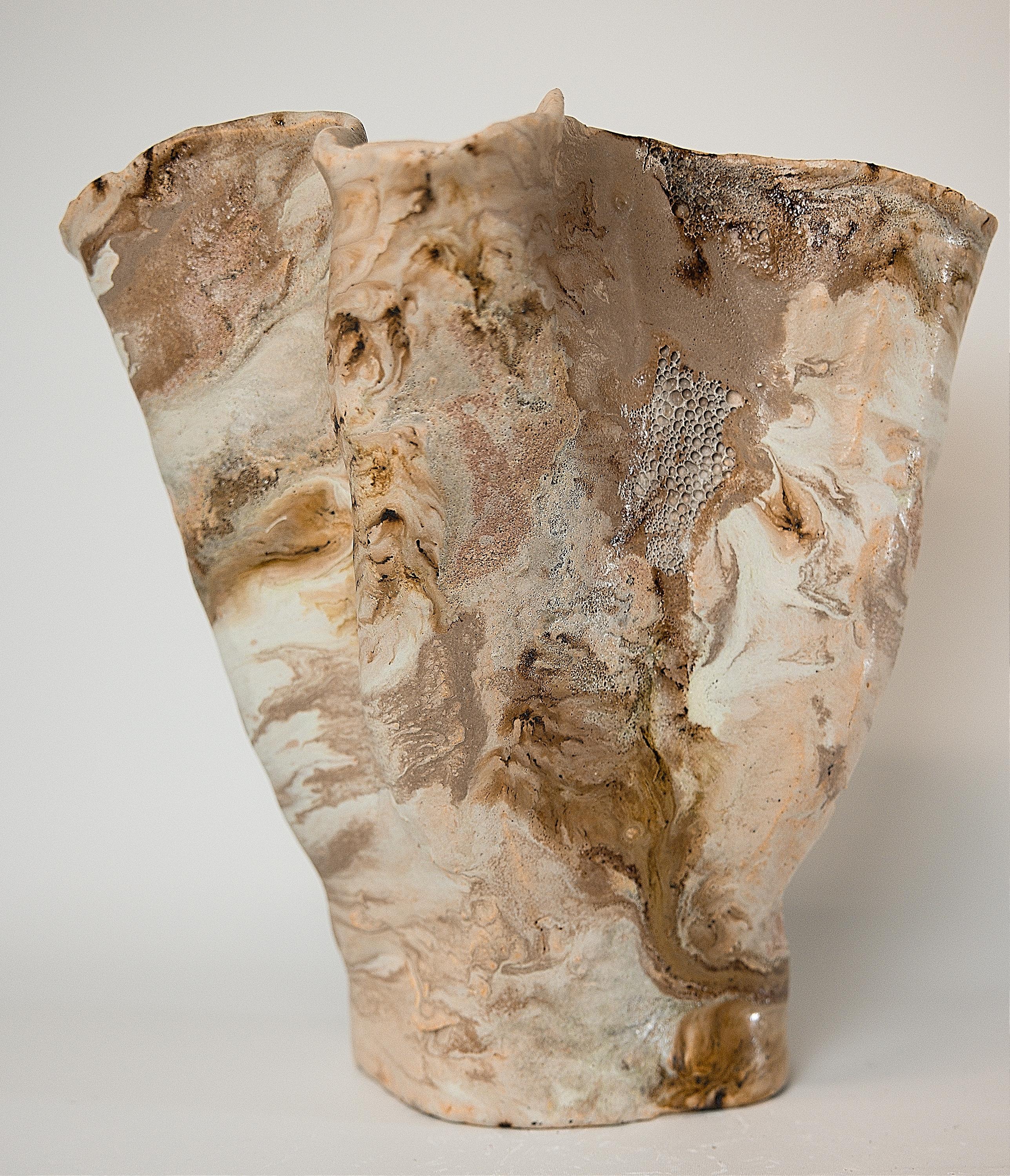 Organic Modern Winter Woods Sculpted Ceramic Vase Vessel III