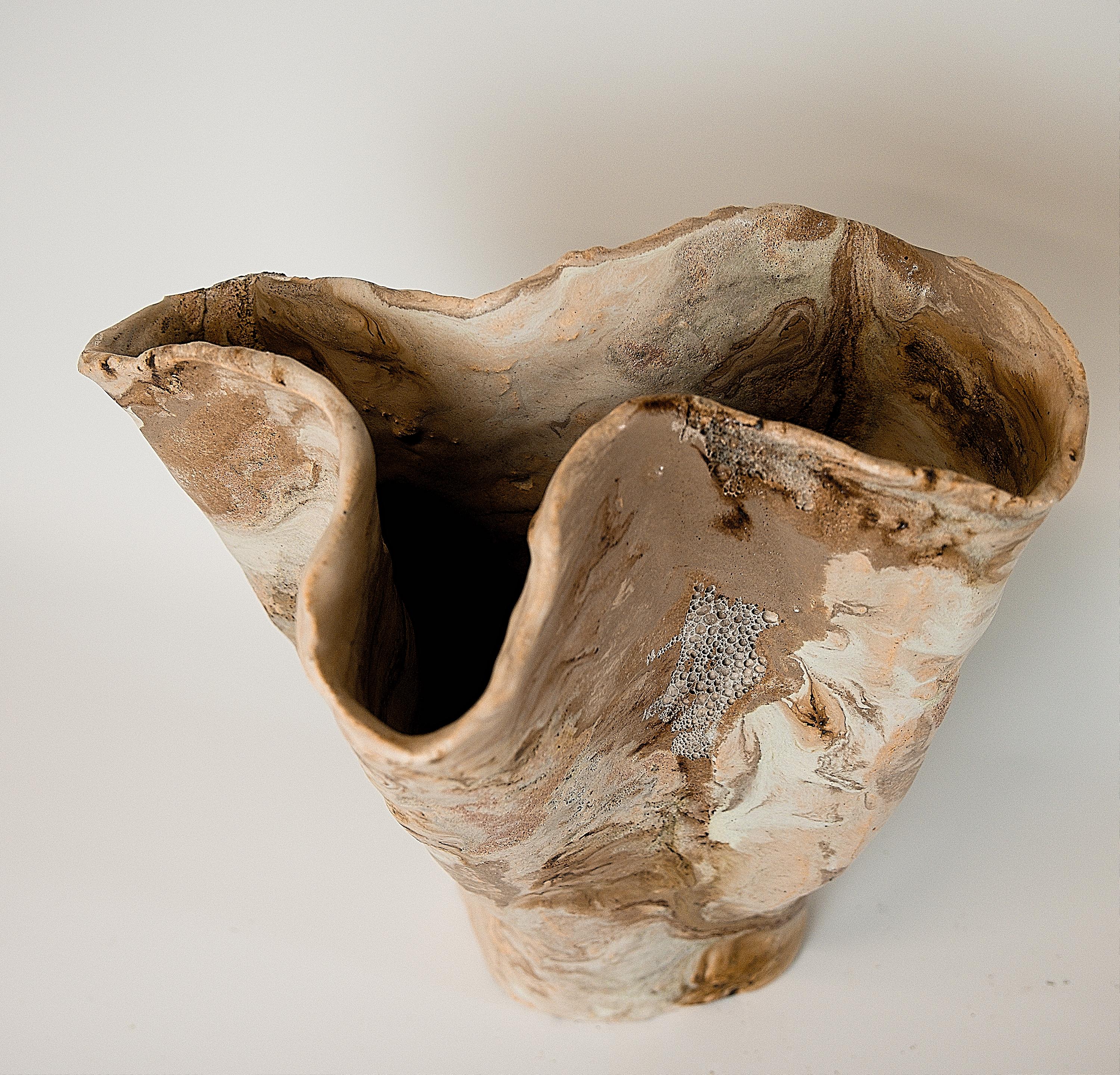 Contemporary Winter Woods Sculpted Ceramic Vase Vessel III