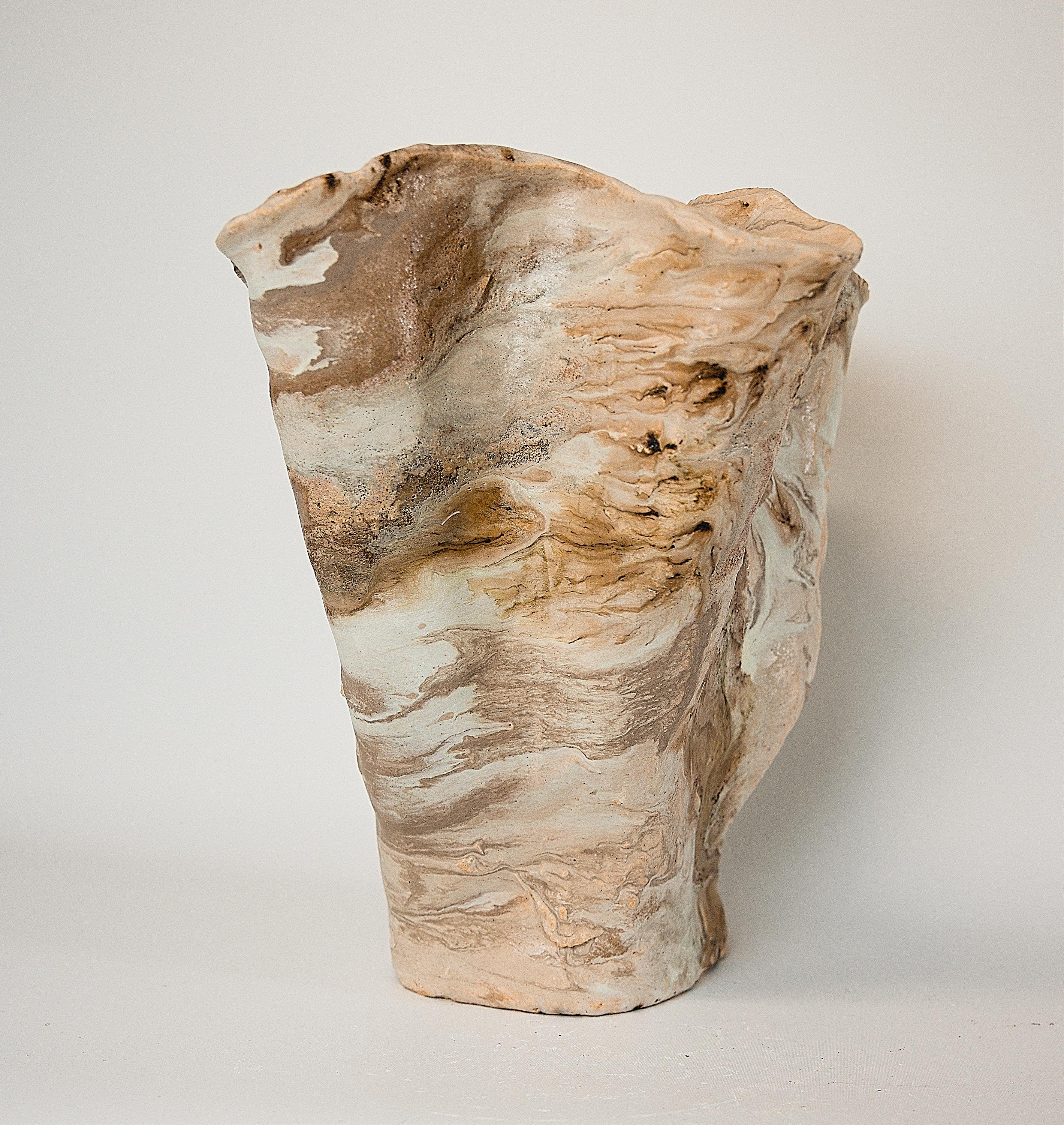 Stoneware Winter Woods Sculpted Ceramic Vase Vessel III