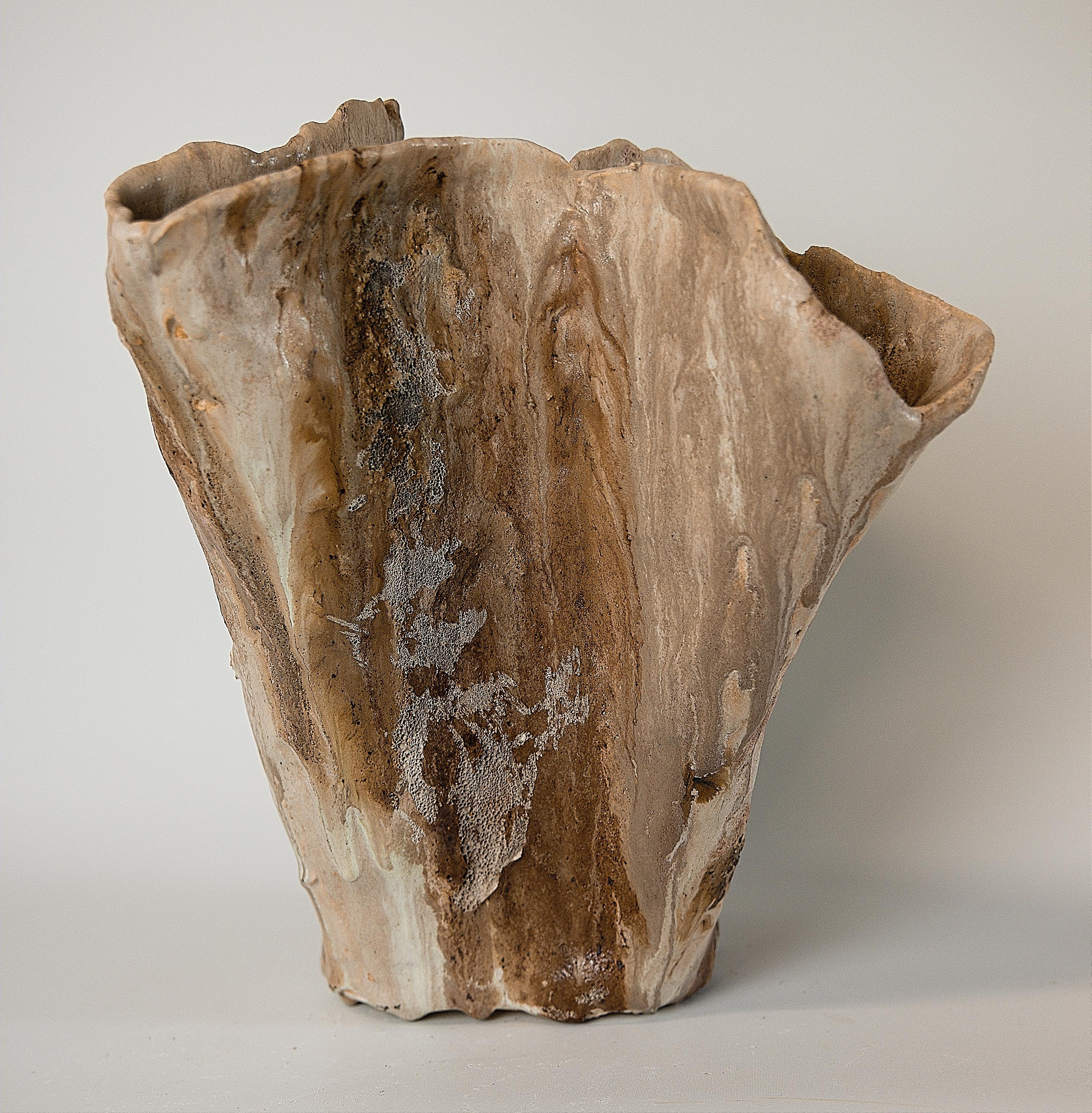 American Winter Woods Sculpted Ceramic Vase Vessel IV For Sale