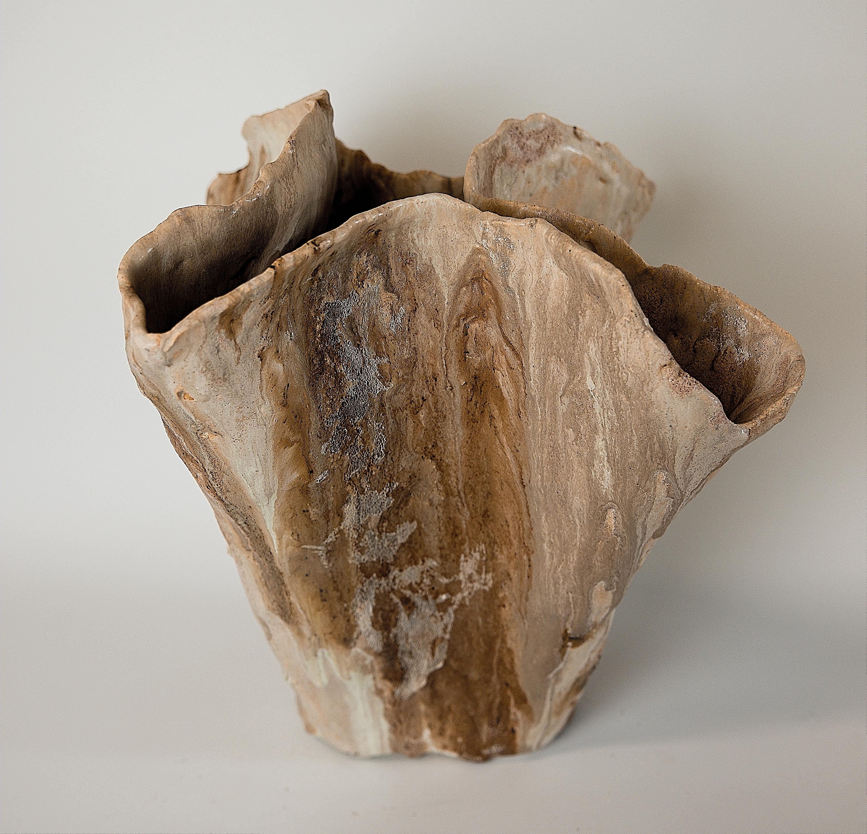 Hand-Crafted Winter Woods Sculpted Ceramic Vase Vessel IV For Sale