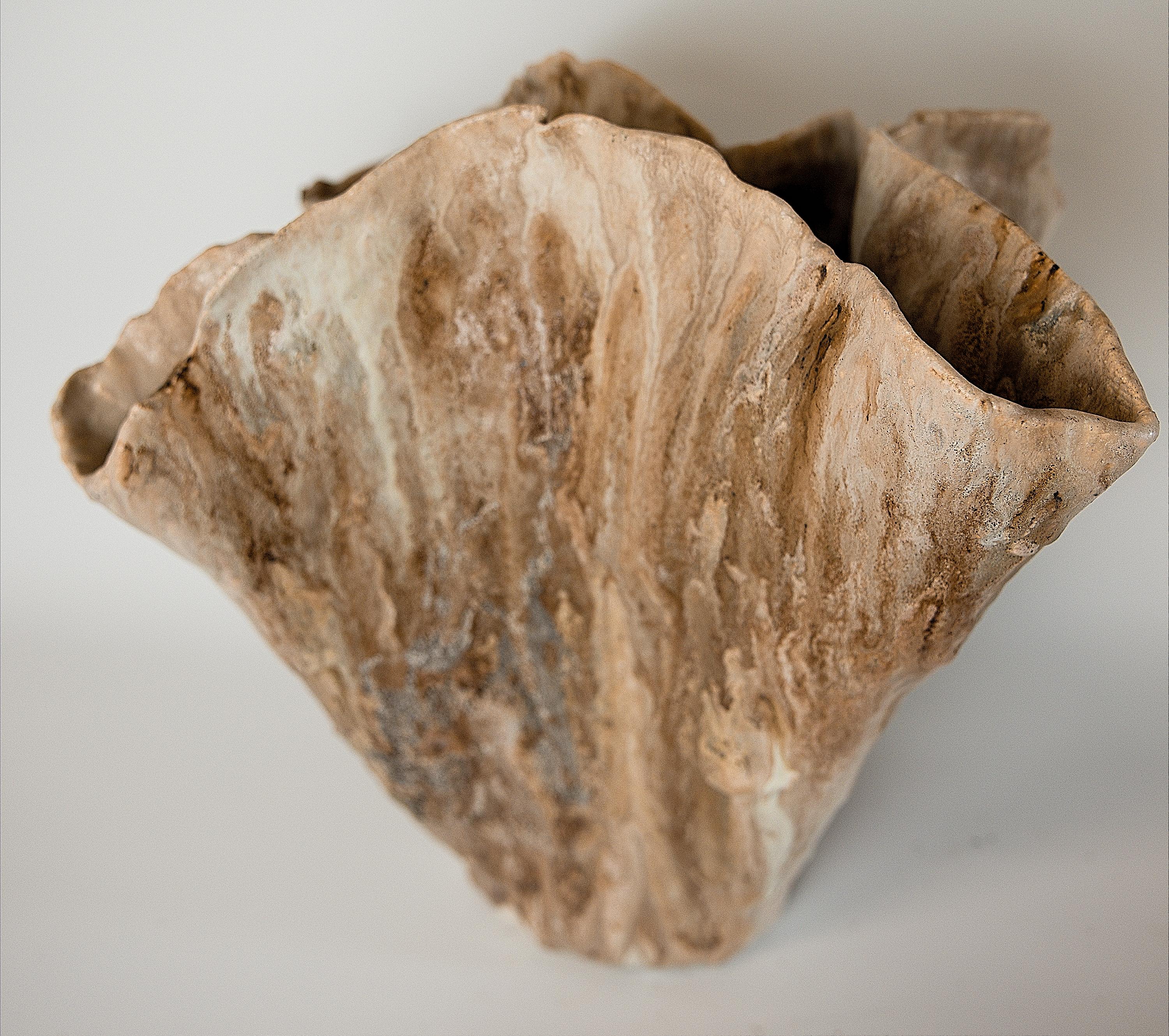 Stoneware Winter Woods Sculpted Ceramic Vase Vessel IV For Sale