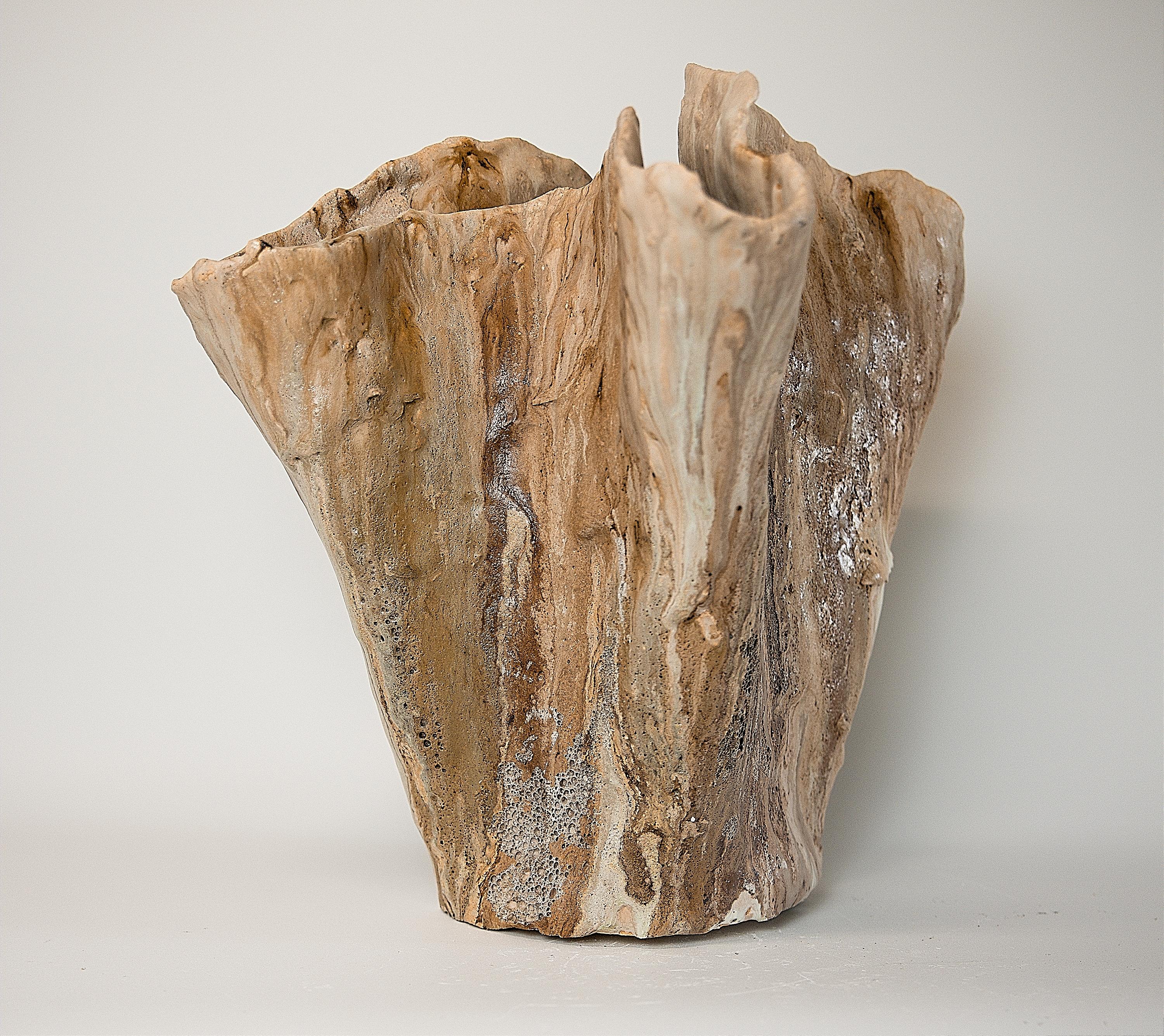 Winter Woods Sculpted Ceramic Vase Vessel IV For Sale 1