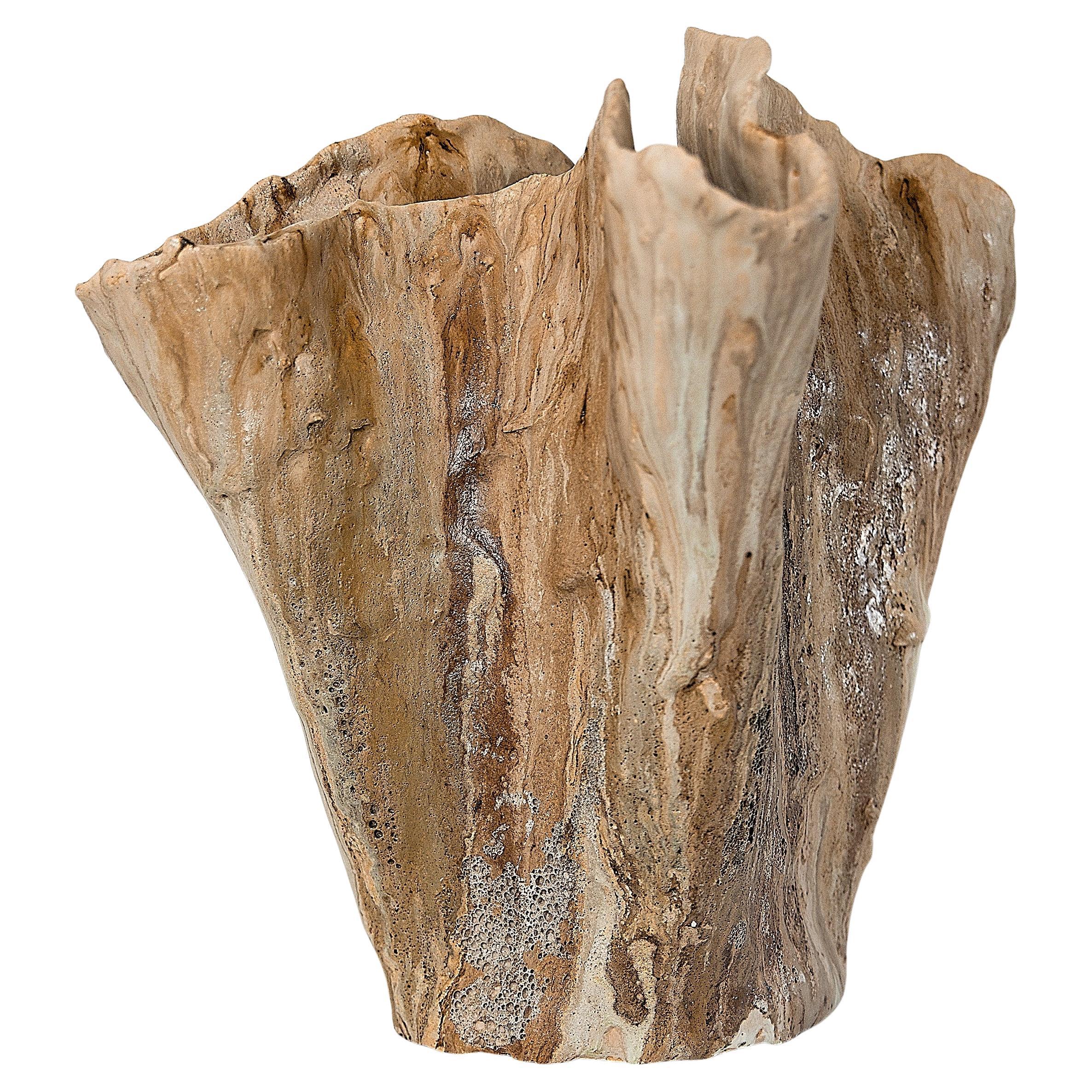 Winter Woods Sculpted Ceramic Vase Vessel IV