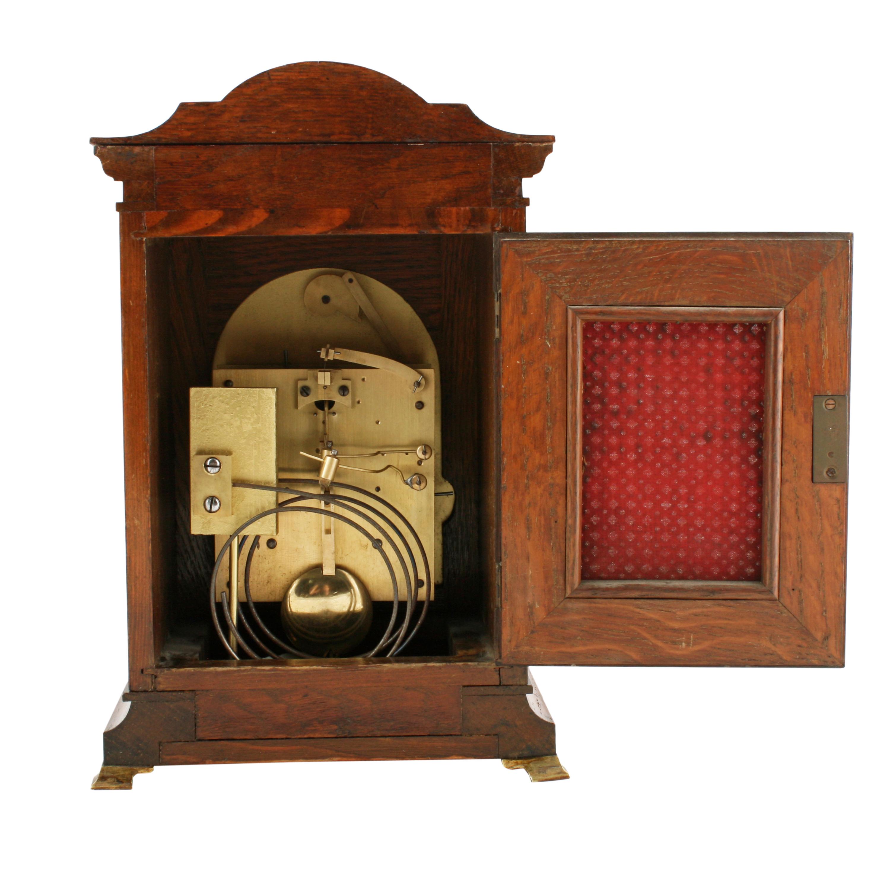 Early 20th Century 19thc Century German Winterhalder and Hofmeier Oak Cased Mantel Clock For Sale