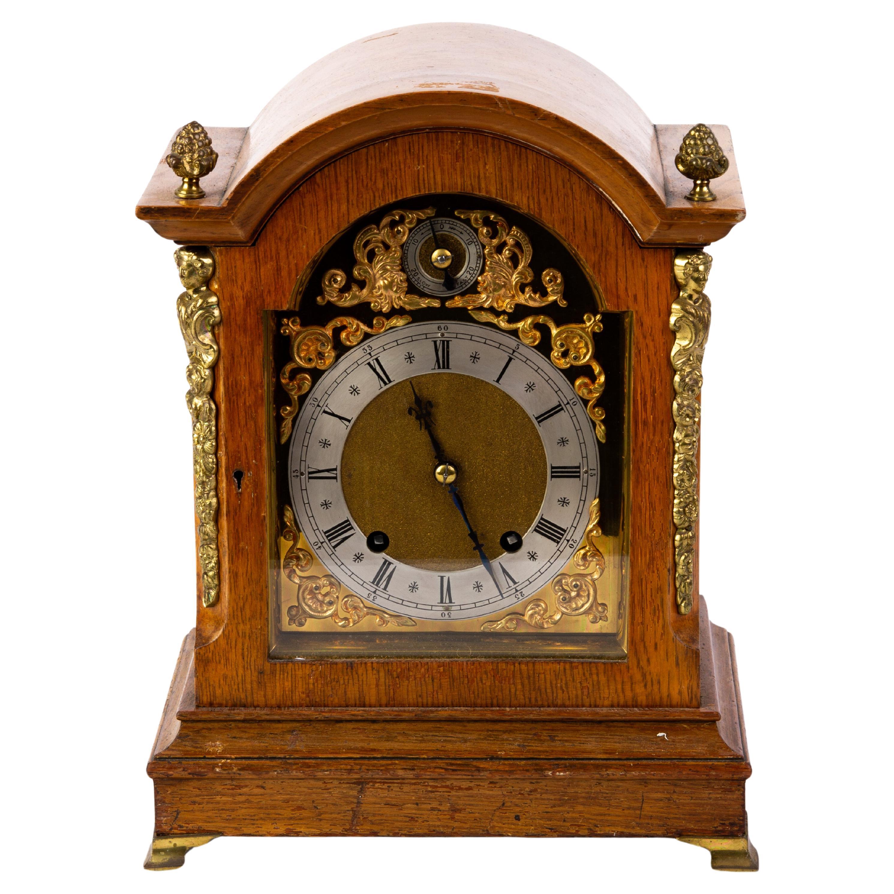Winterhalder & Hofmeier Gilded Bronze Mantel Clock  For Sale