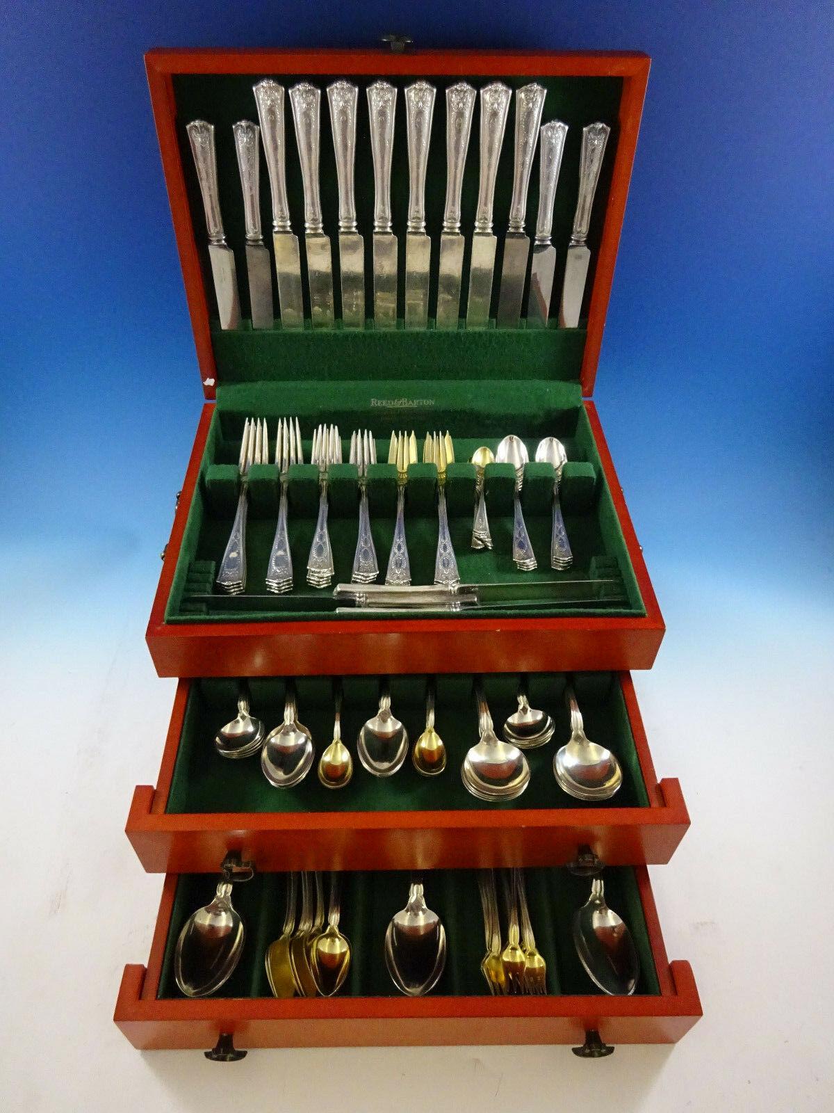 Superb Winthrop by Tiffany & Co. sterling silver dinner and luncheon size flatware set - 112 pieces. This set includes:

8 dinner size knives, blunt, 10 1/4