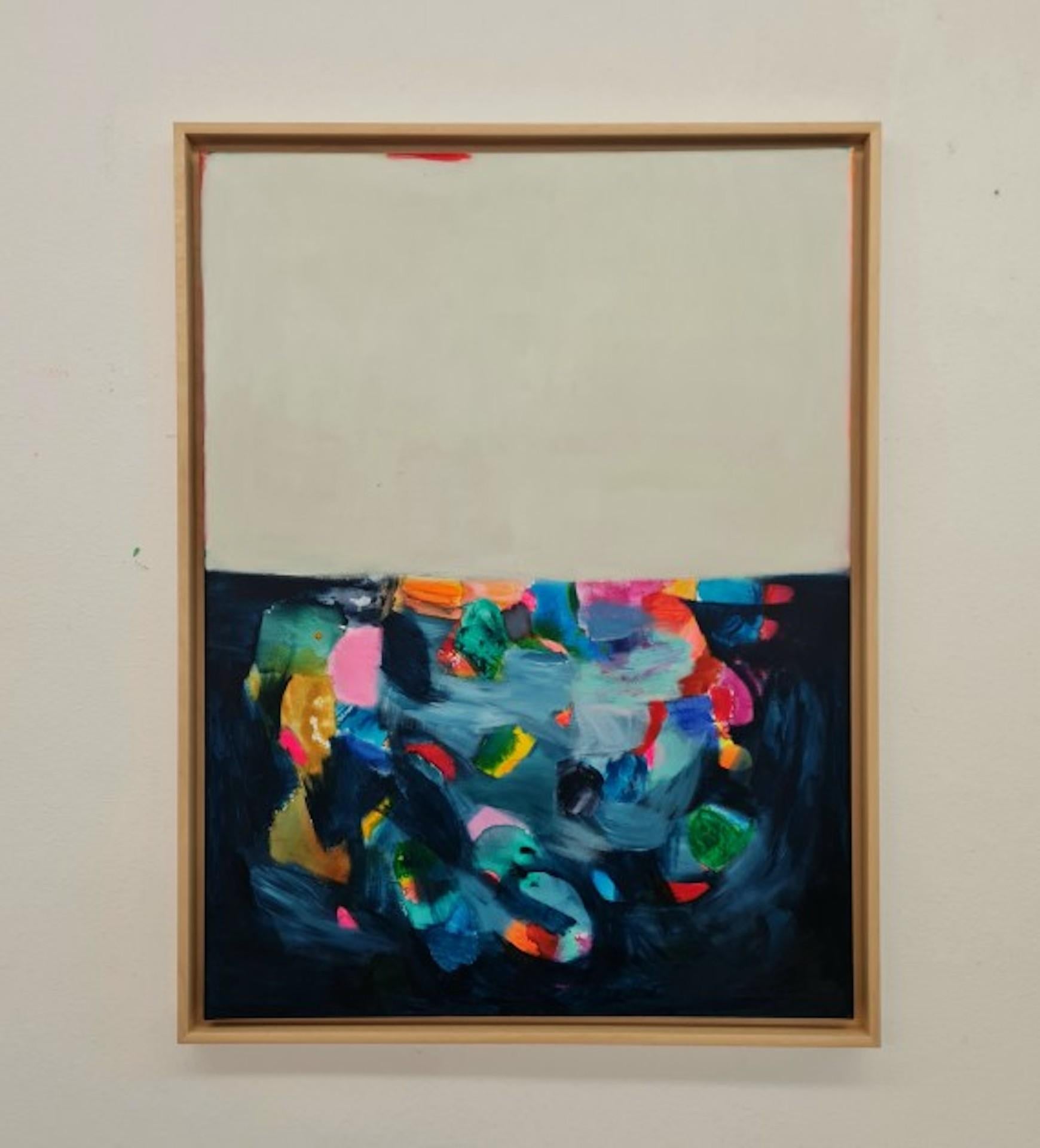 Chill Out 3, Abstraktes Meeresgemälde, Meereslandschaftskunst, Küstenkunst, Strandhauskunst (Beige), Abstract Painting, von Wioletta Gancarz