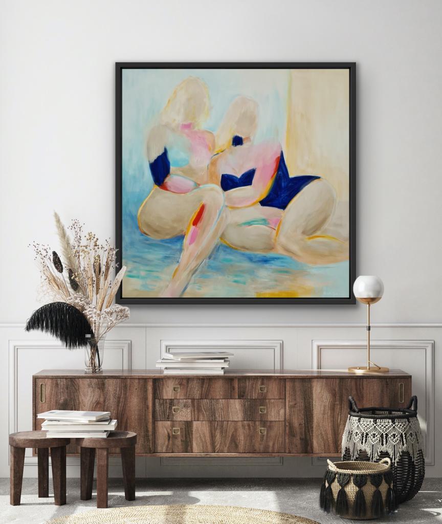 Femmes, figuratives Gemälde im Art-déco-Stil, helles zeitgenössisches Statement-Kunst – Painting von Wioletta Gancarz