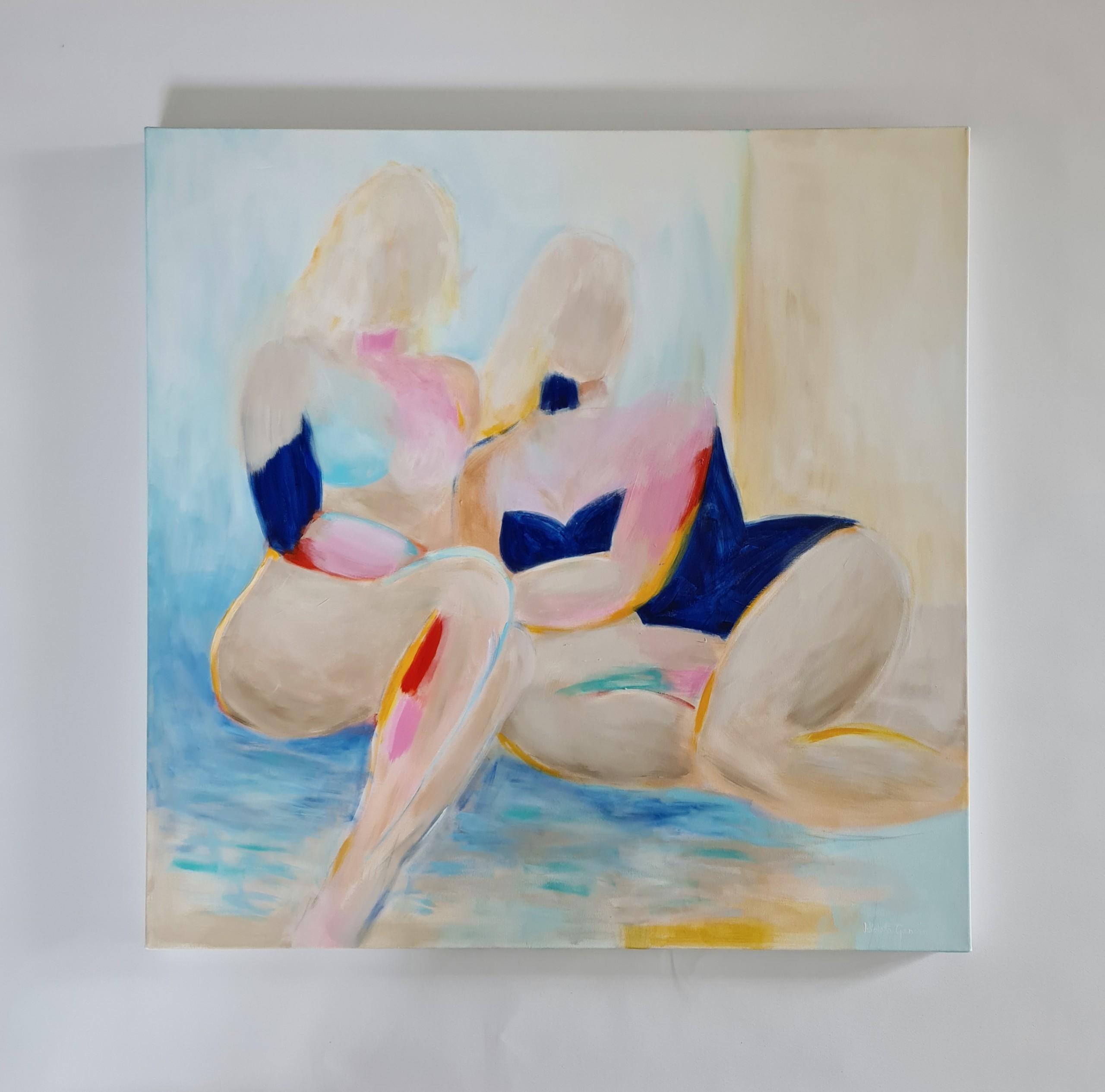 Femmes, pintura figurativa de estilo art déco, arte contemporáneo brillante y declarado - Painting Contemporáneo de Wioletta Gancarz