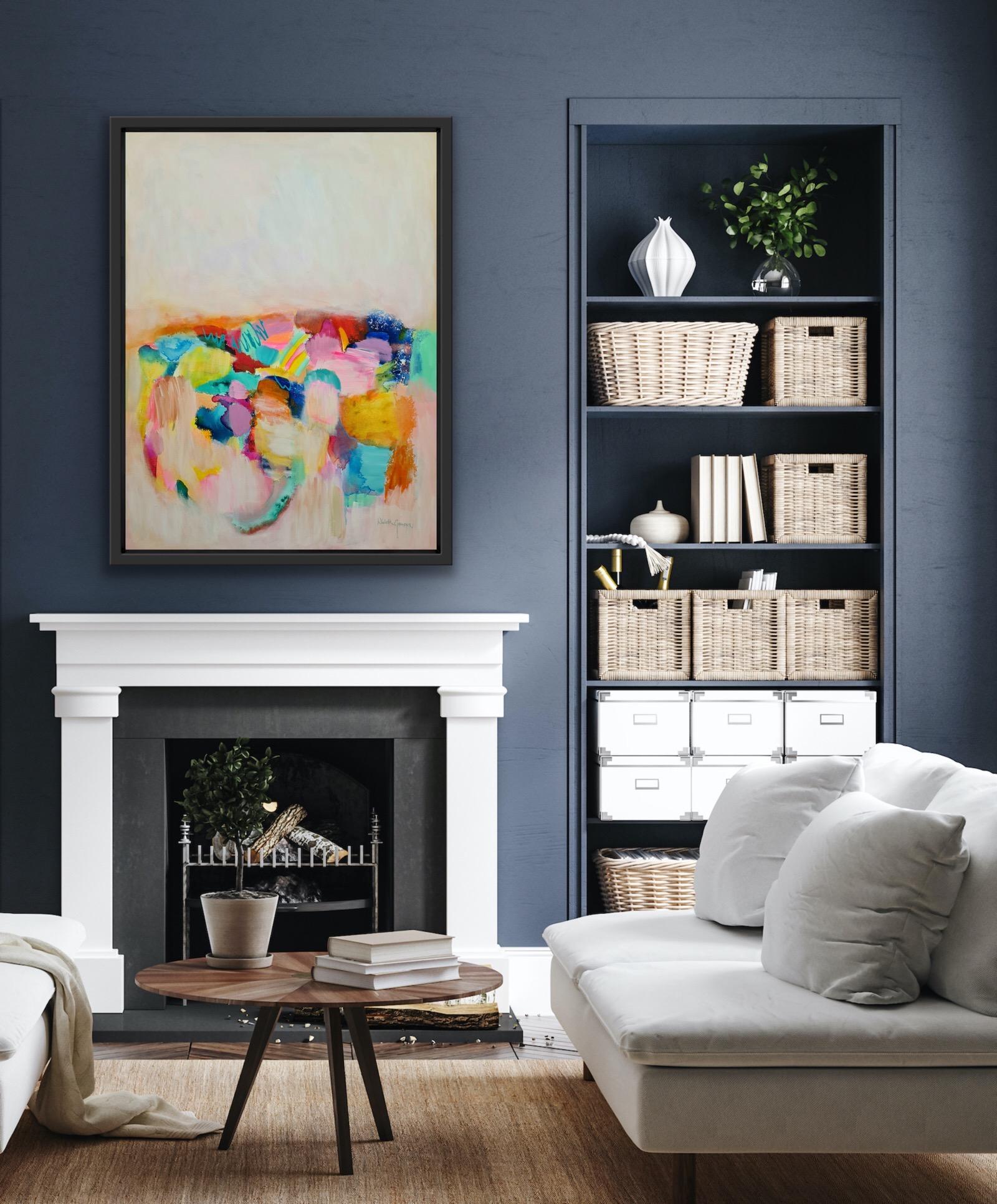 Verano Indio 2, Pintura Abstracta Original, Arte Interior Luminoso Paisaje Marino en venta 3