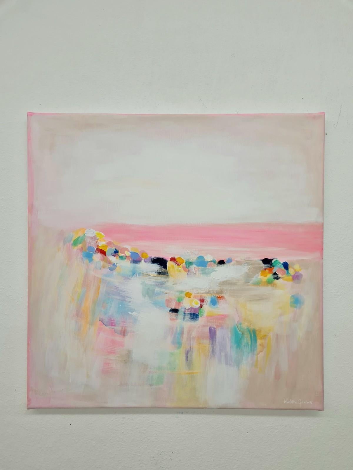 Pastel Beach 2 - Impressionnisme abstrait Painting par Wioletta Gancarz