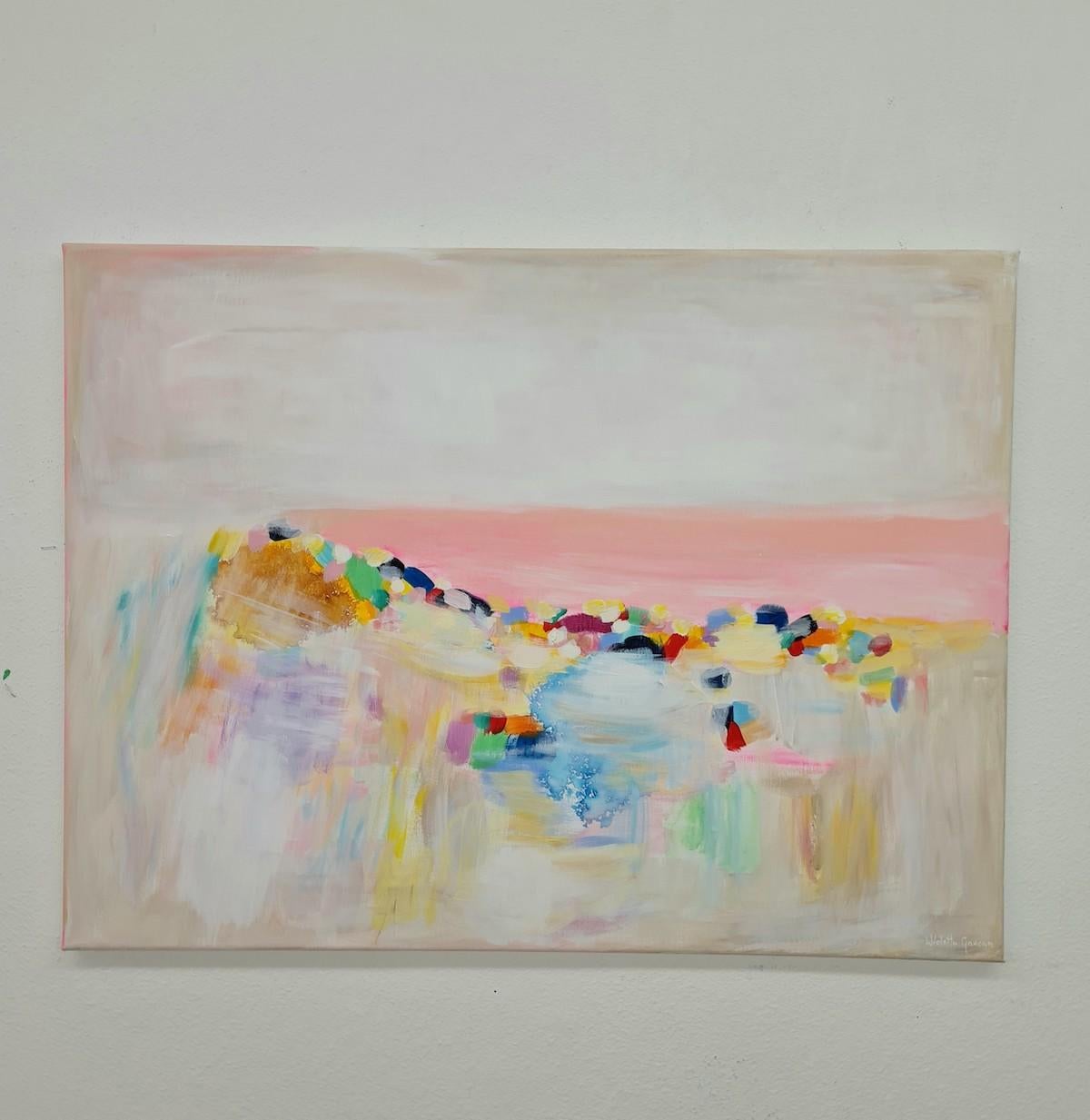 Pastel Beach - Abstract Painting by Wioletta Gancarz