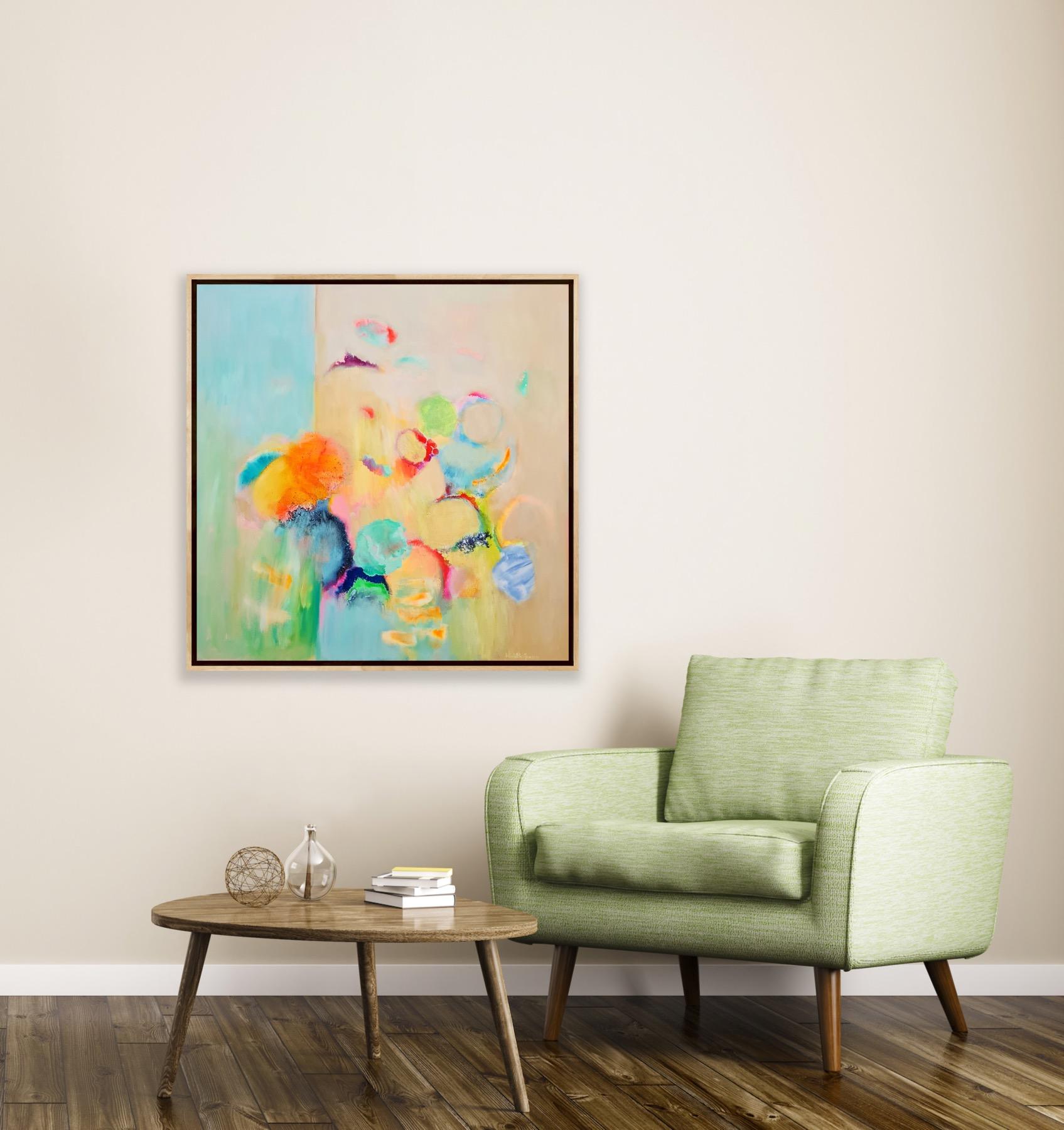 Pistacchio, Quadro originale, Astratto, Pittura rosa in vendita 6