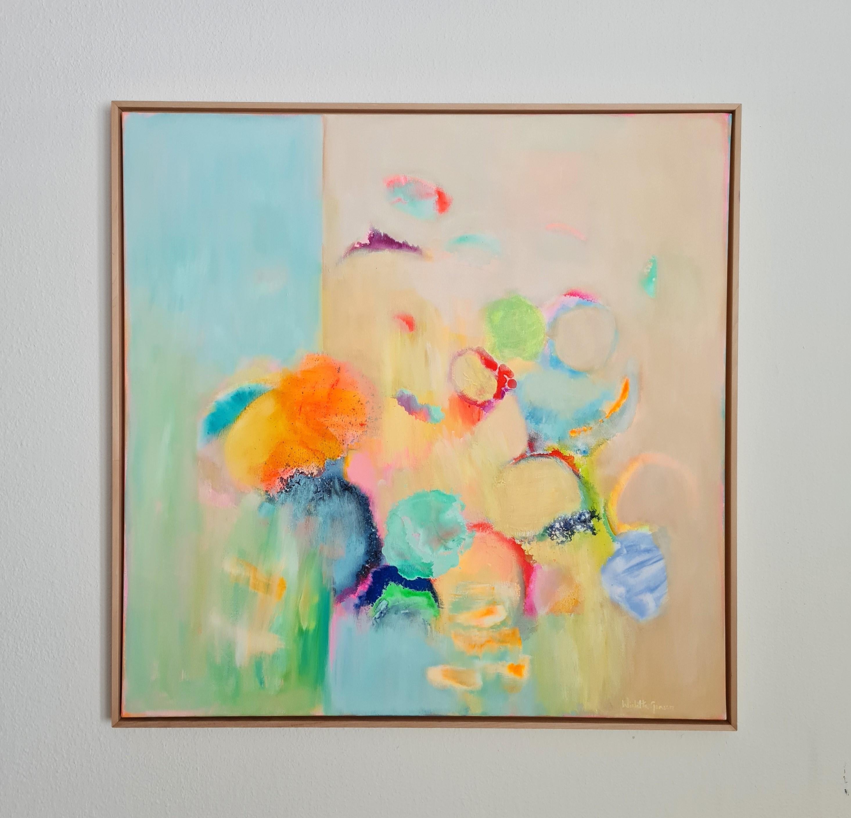 Pistacchio, Quadro originale, Astratto, Pittura rosa in vendita 1