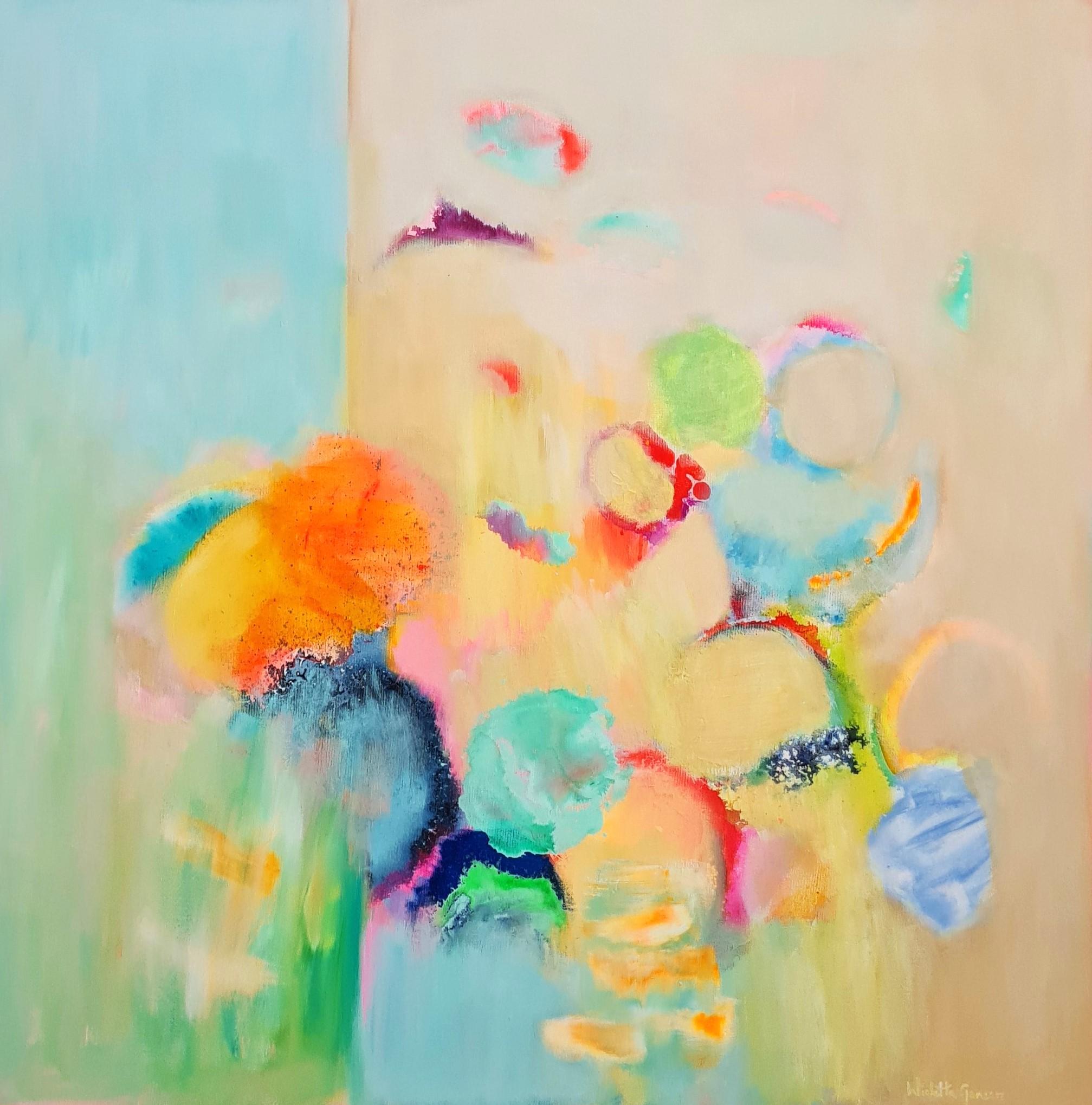 Pistacchio, Quadro originale, Astratto, Pittura rosa in vendita 2