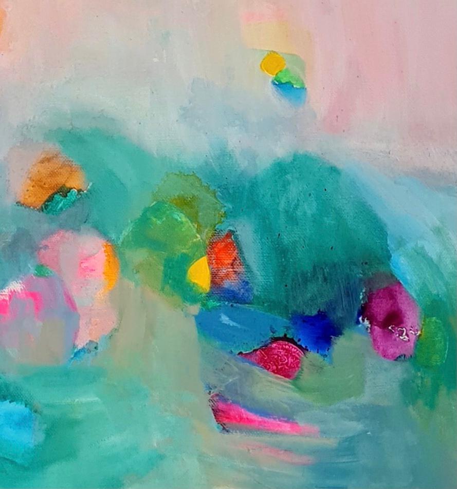 Rise Above The Clouds, peinture abstraite contemporaine, œuvre d'art originale et audacieuse - Gris Abstract Painting par Wioletta Gancarz