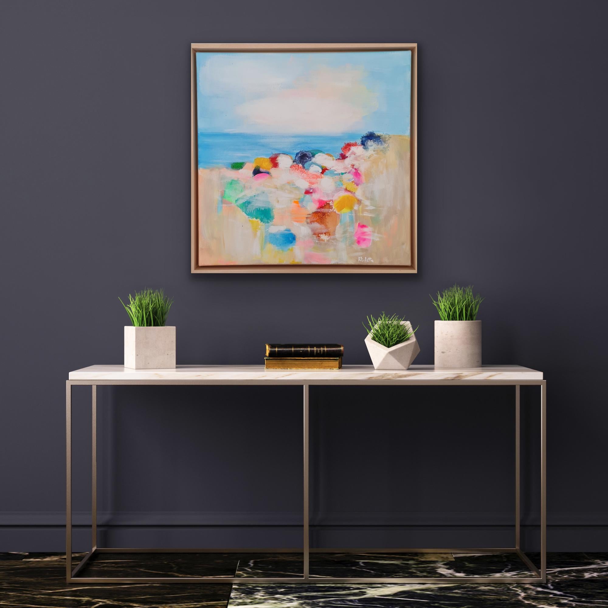 Sapphire Blue Beach, original painting, contemporary, landscape, seascape For Sale 1