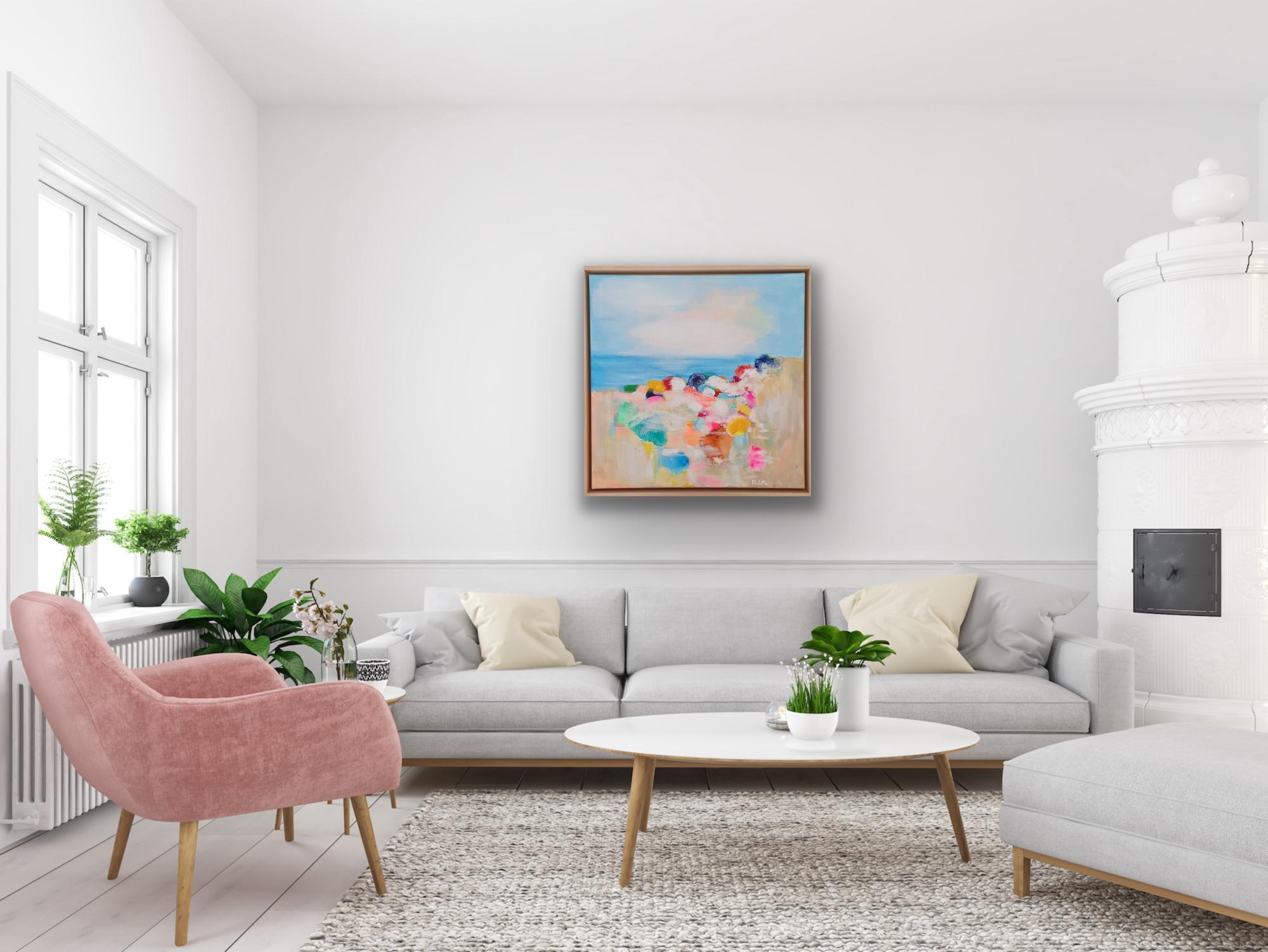 Sapphire Blue Beach, original painting, contemporary, landscape, seascape For Sale 2