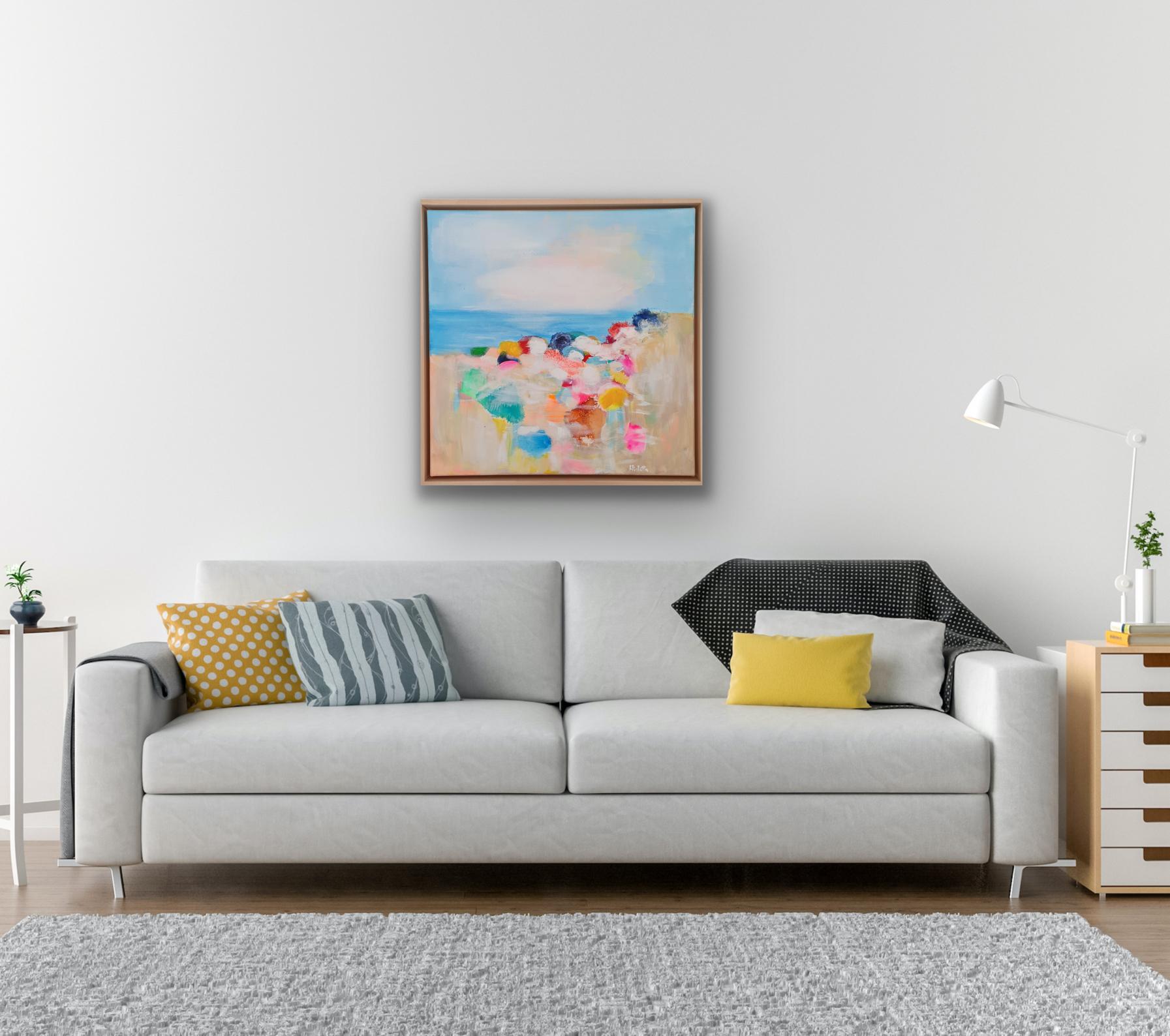 Sapphire Blue Beach, original painting, contemporary, landscape, seascape For Sale 3