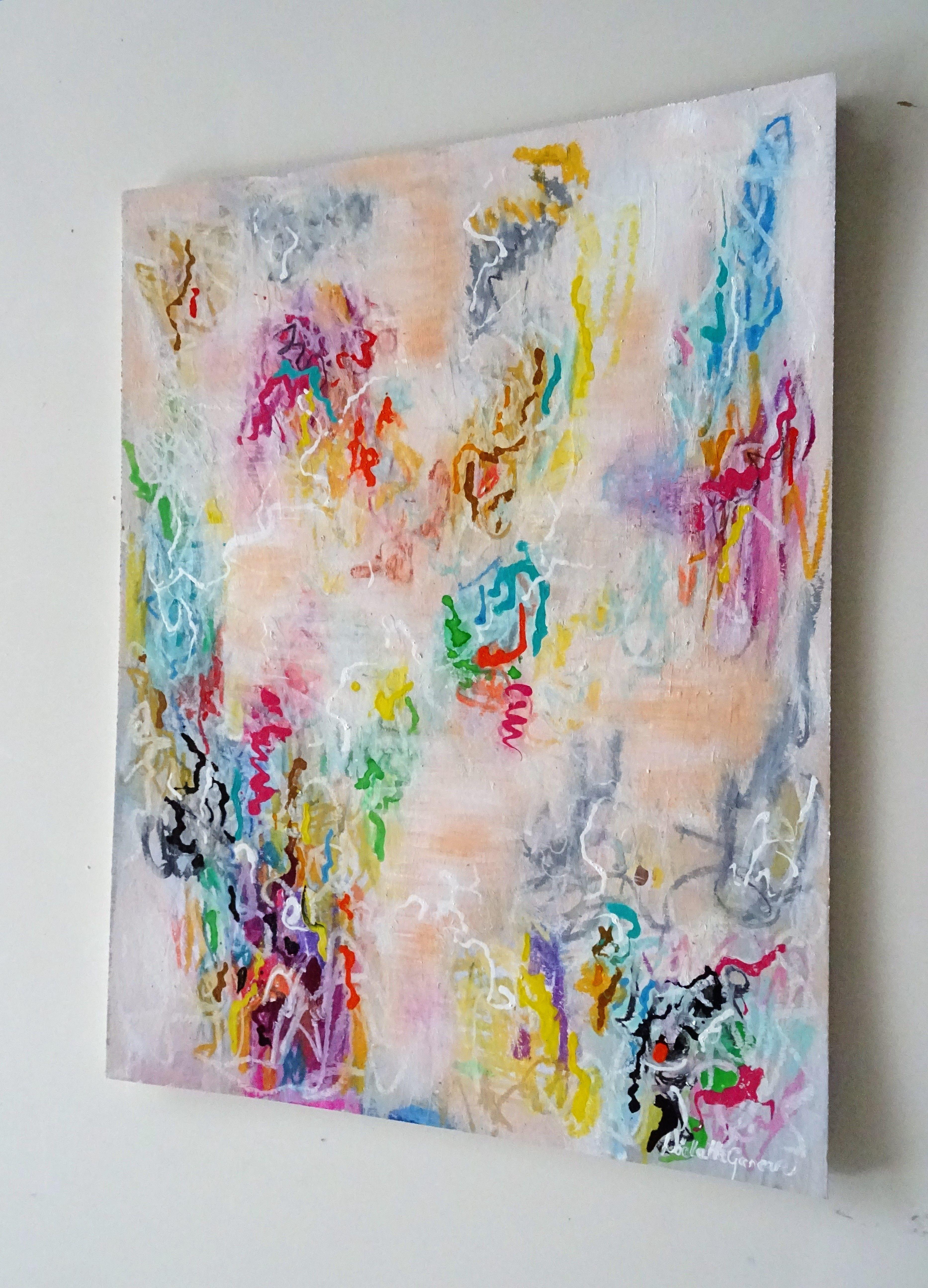 Malerei, Acryl, Pastell, Bleistift auf Papier, 36 x 48 cm (15 