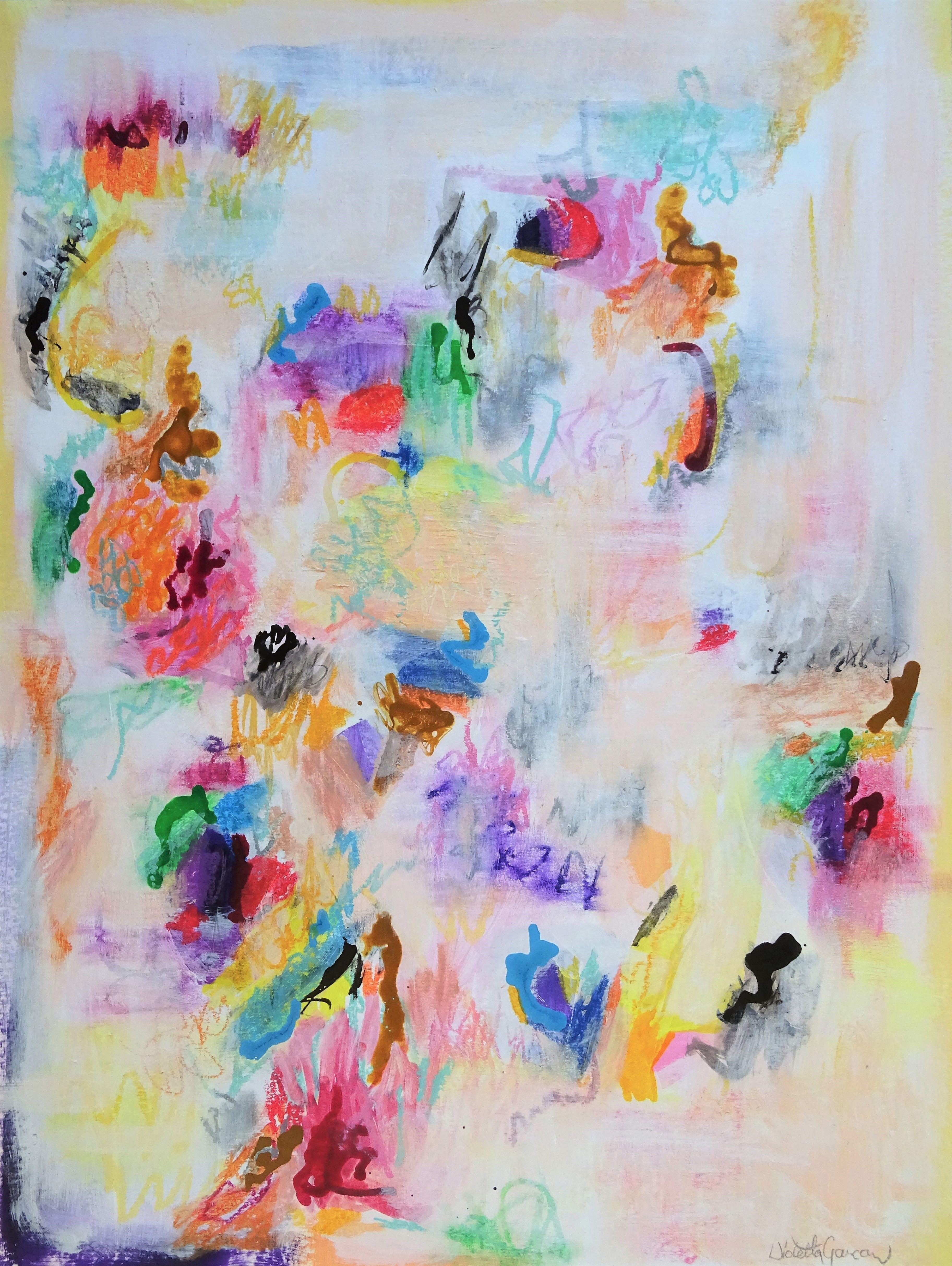 Wioletta Gancarz Abstract Painting - Secrets, Painting, Acrylic on Paper