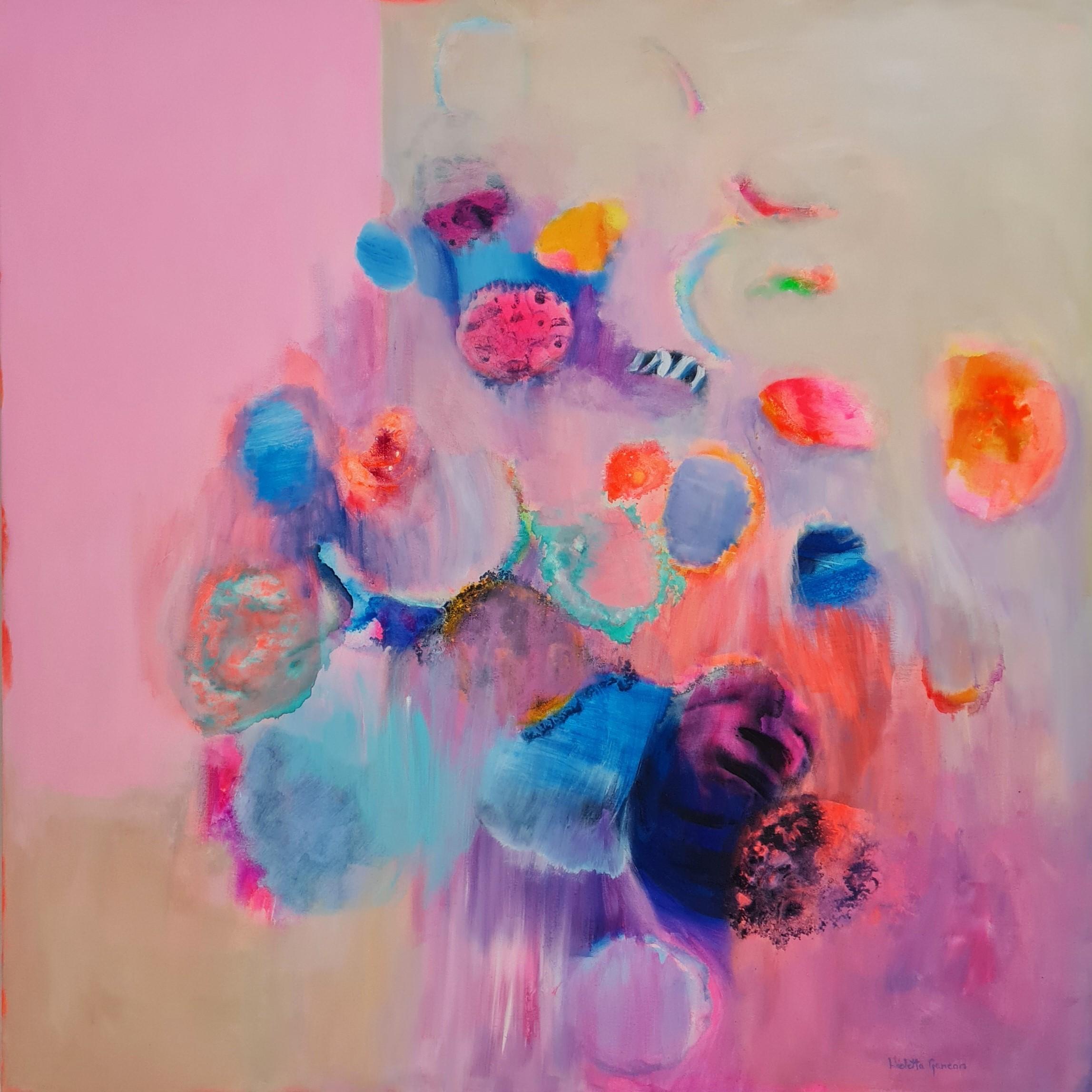 Sinfonia di violette, Quadro originale, Astratto, Pittura rosa - Painting di Wioletta Gancarz