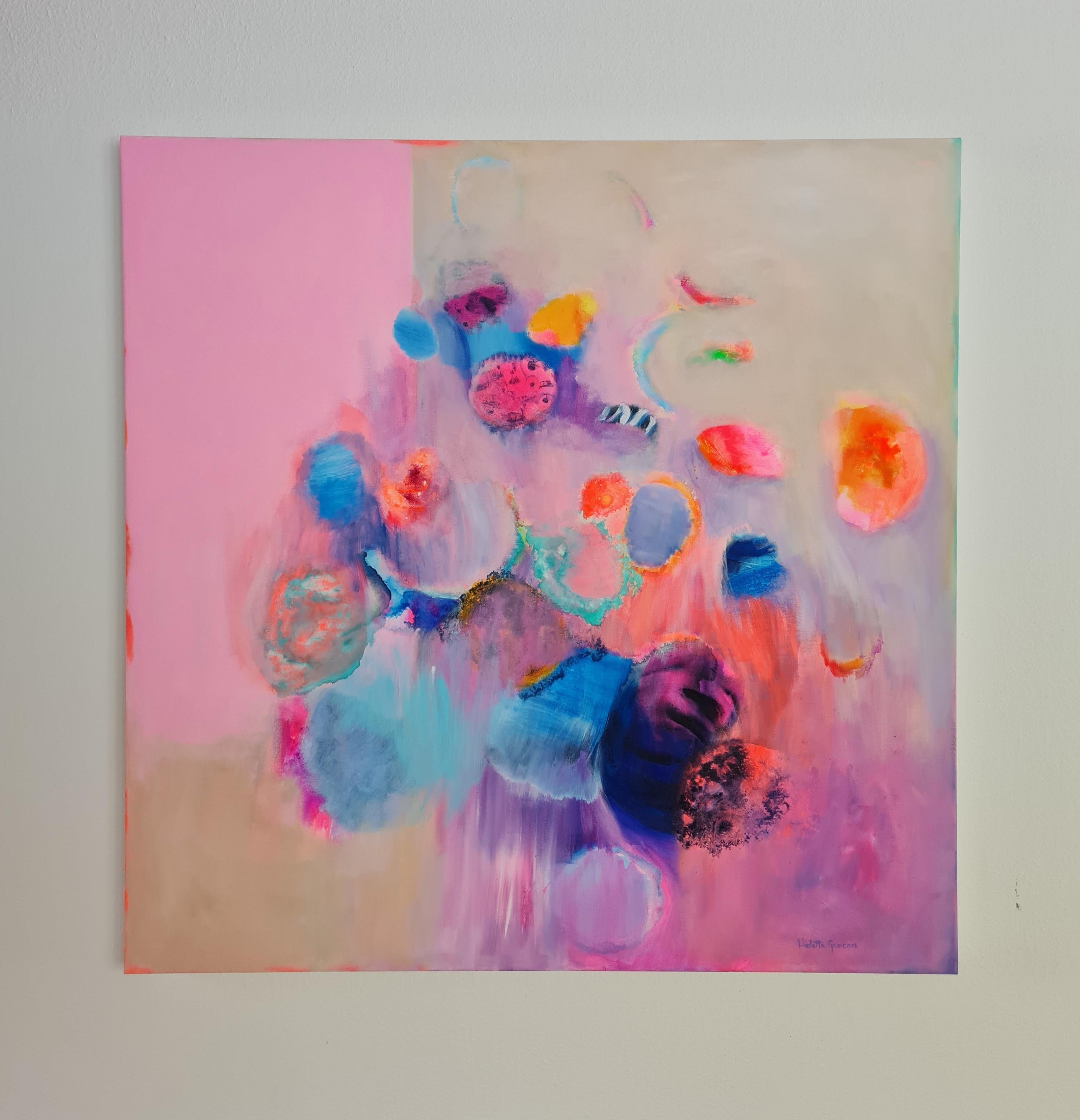 Sinfonia di violette, Quadro originale, Astratto, Pittura rosa - Abstract Painting Viola di Wioletta Gancarz