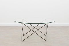Wire and Glass Round Coffee Table 80s