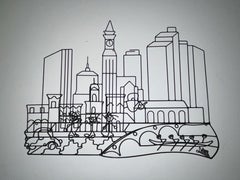 Wire Art Wall Mounted Sculpture of Boston Skyline by Barrett DeBusk