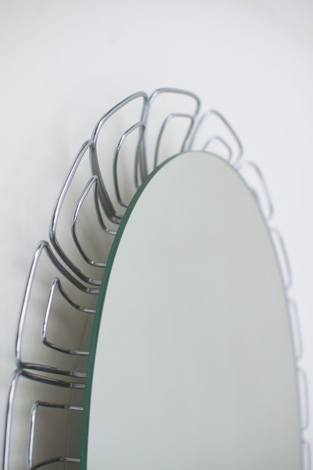 Late 20th Century Wire Backlight Mirror, 1970s Germany, in the Style of Verner Panton Wire Series For Sale