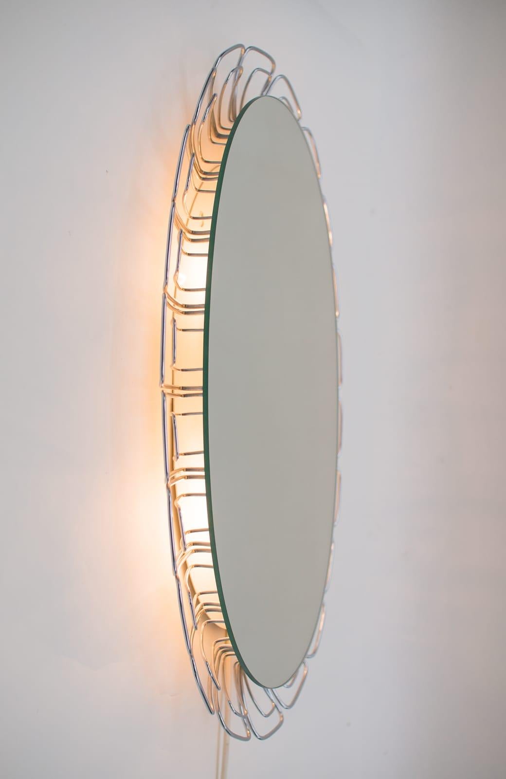 Wire Backlight Mirror, 1970s Germany, in the Style of Verner Panton Wire Series For Sale 2