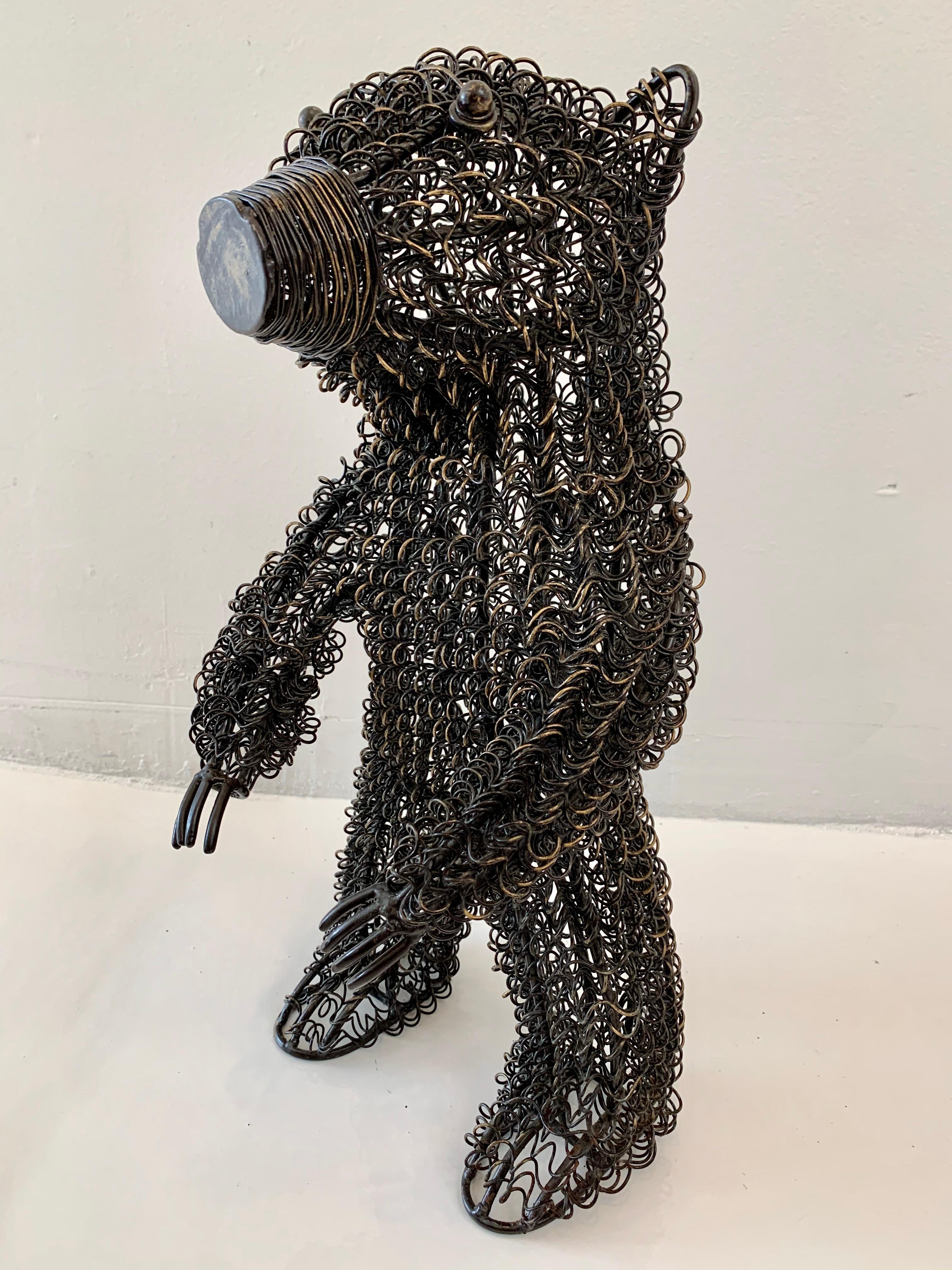 Metal Wire Bear Sculpture