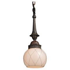 Wire Caged Opaline Pendant Netherlands circa 1920
