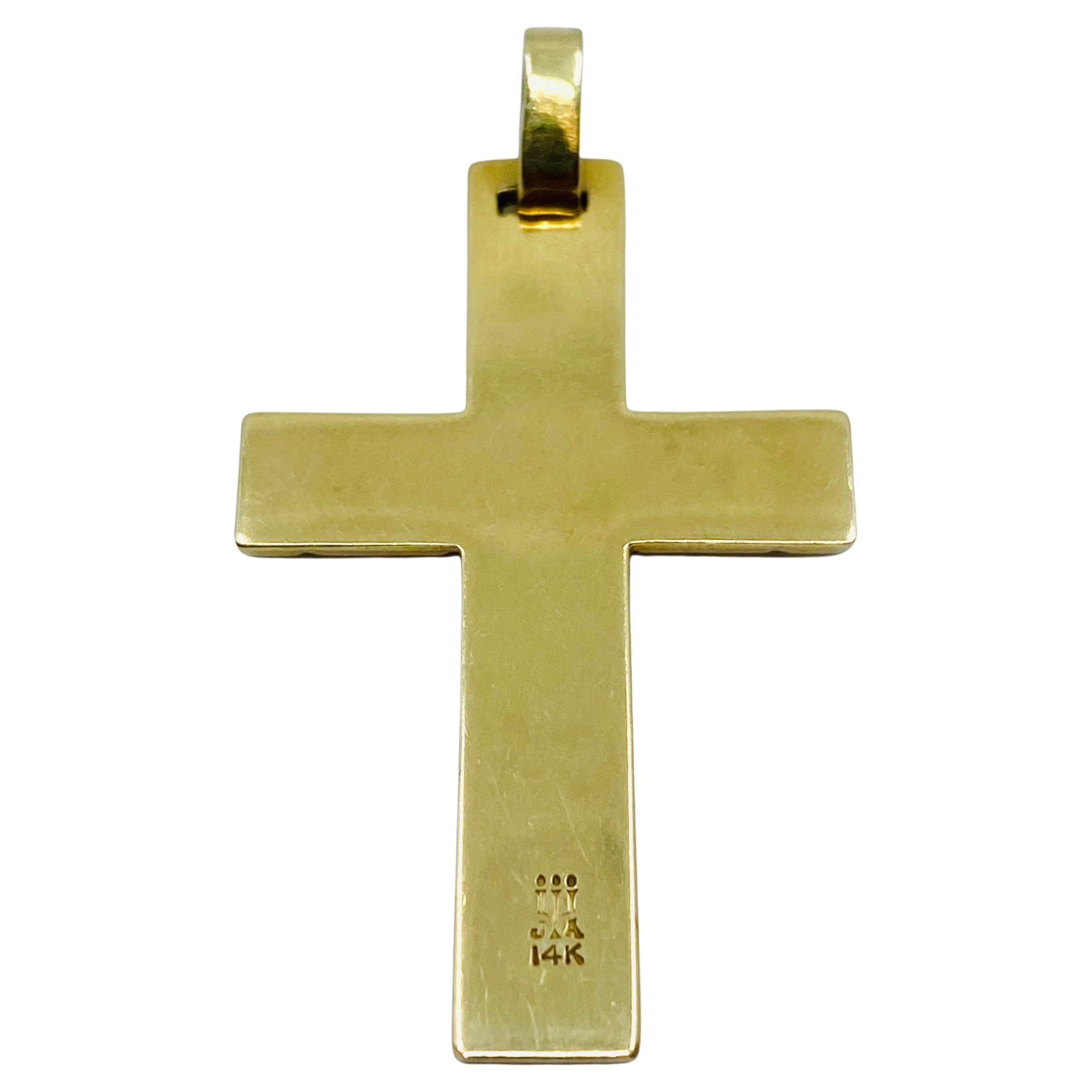 Wire Choker Necklace with Cross Pendant 14k Gold For Sale 2
