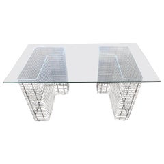Wire Chrome and Glass Desk
