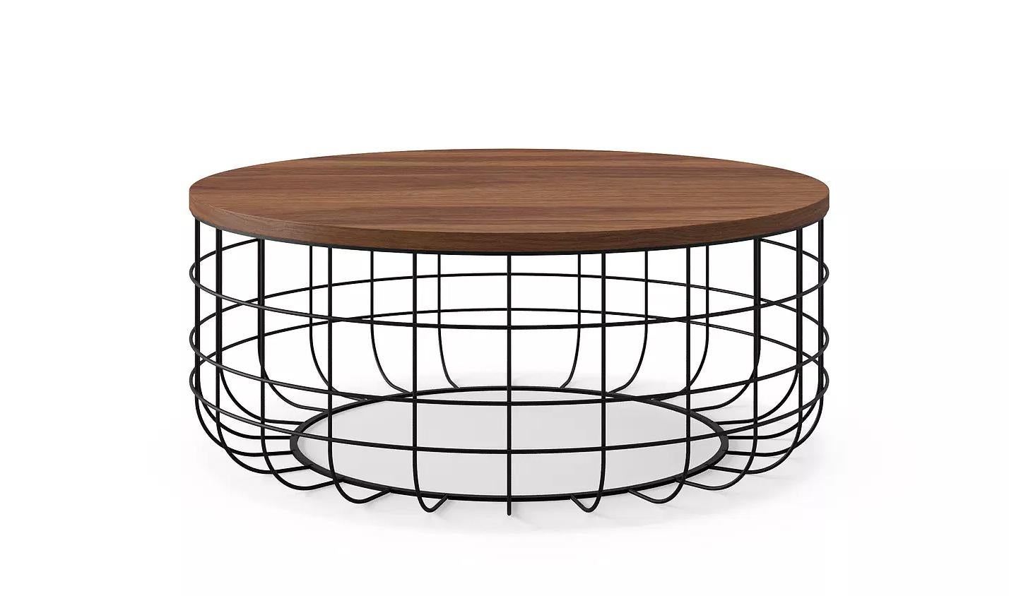 Wire coffee table by Dare Studio, 2009
Dimensions: H 35 cm, D 85 cm
Materials: American black walnut, powder coated frame in black RAL 9005

Also available in European white oak.

Dare Studio is a British design company producing award winning