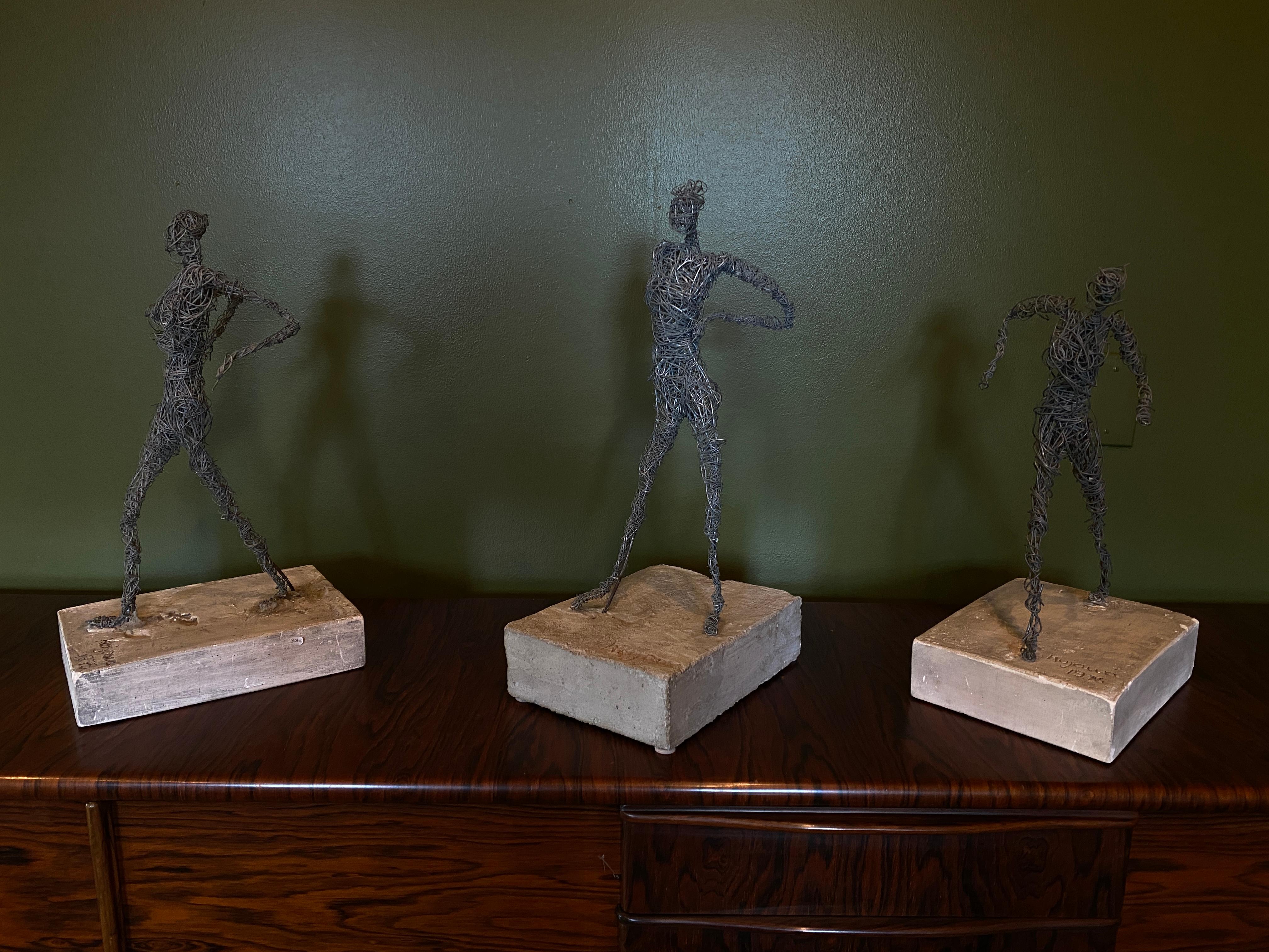 Wire Figurative Sculpture, Signed Kujawa, 1976 In Good Condition In Austin, TX