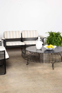 Wire Frame Coffee Table with Black Marble Top