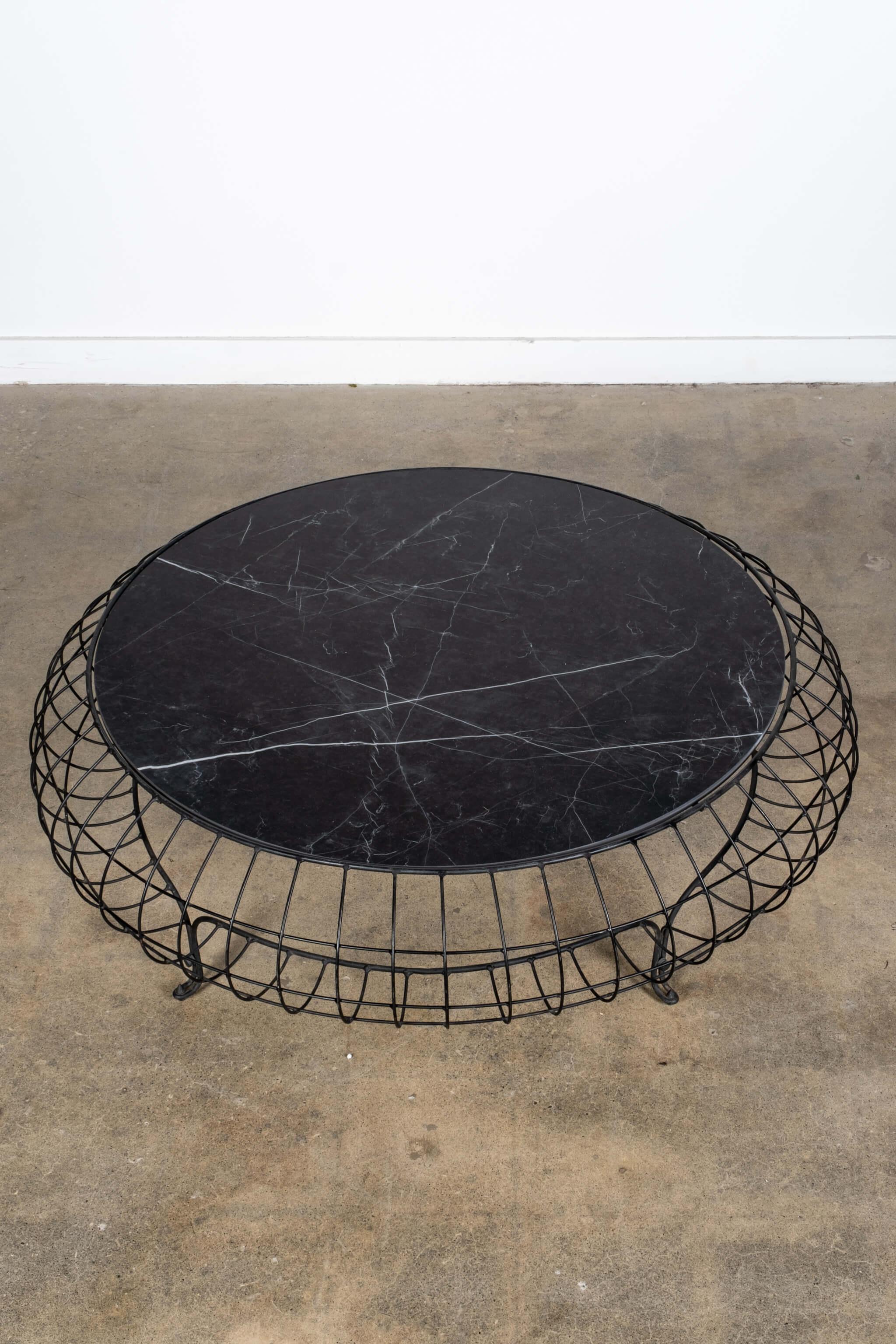 Wire Frame Coffee Table with Black Marble Top In Good Condition For Sale In Toronto, CA
