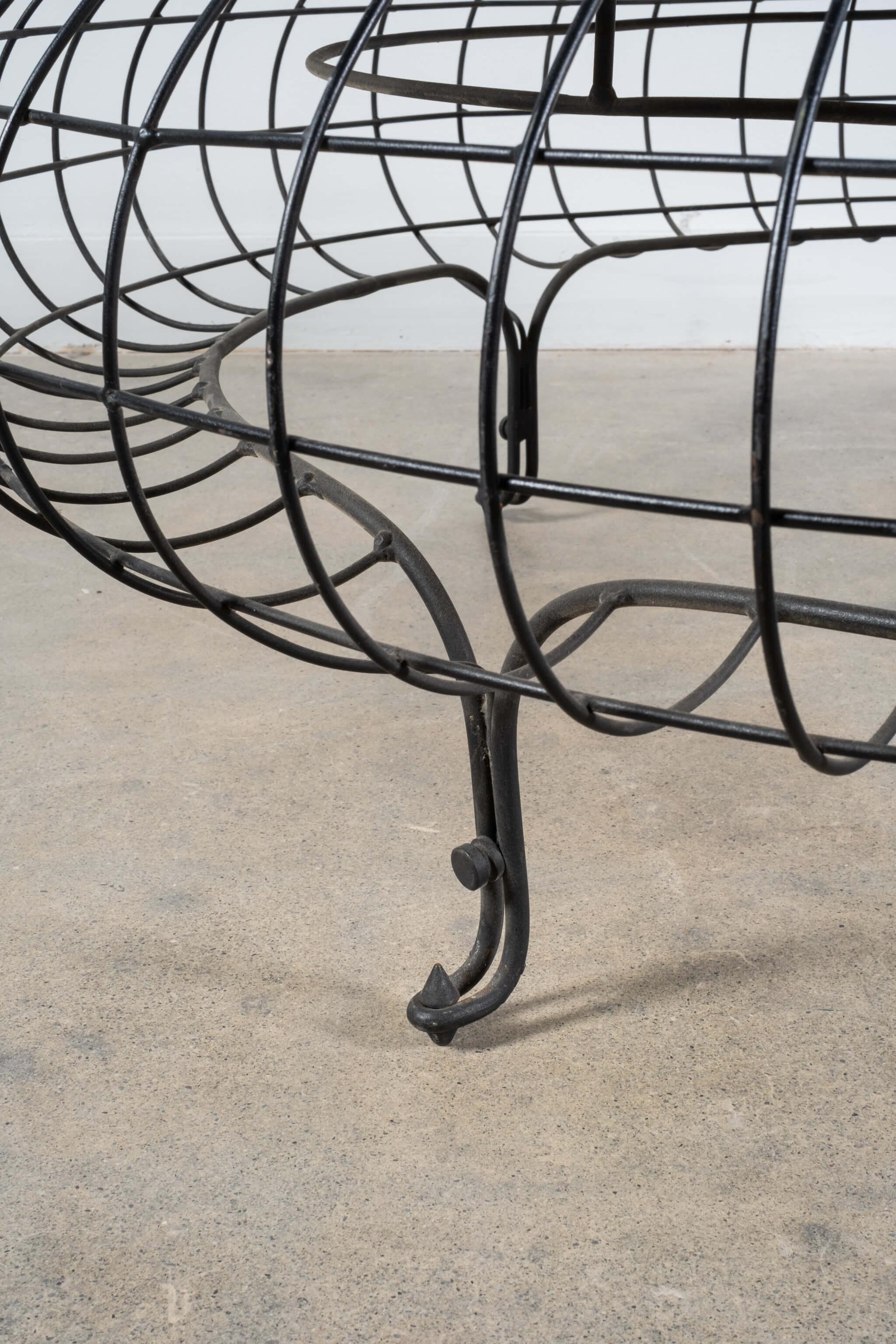 Metal Wire Frame Coffee Table with Black Marble Top For Sale