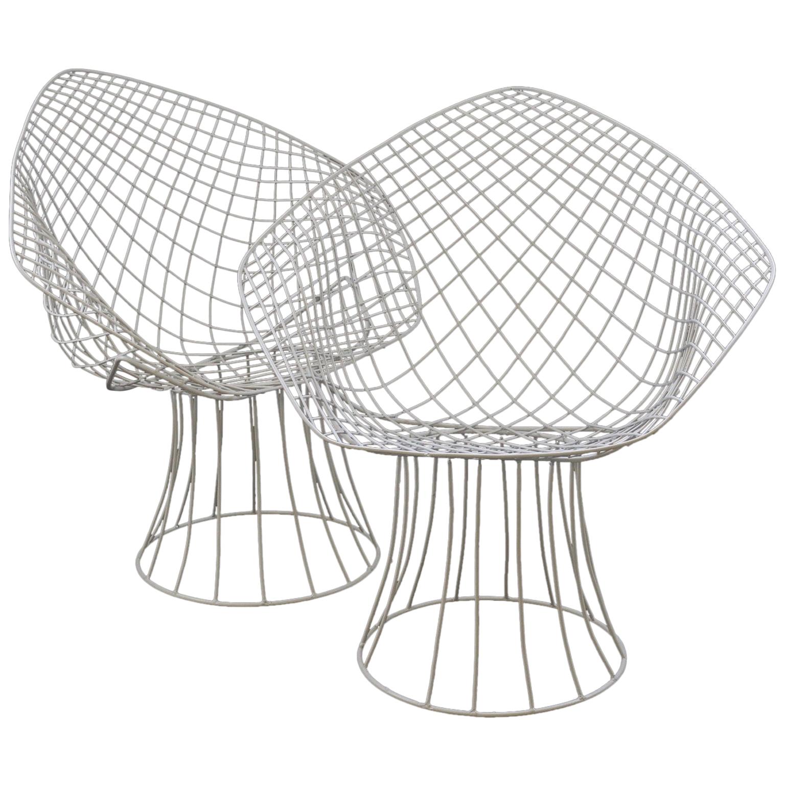 Wire Framed Harry Bertoia Indoor/Outdoor Chairs  For Sale