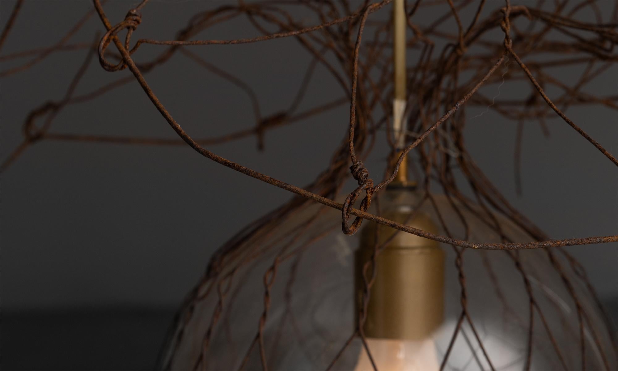 Mid-20th Century Wire & Glass Pendants, France 1940