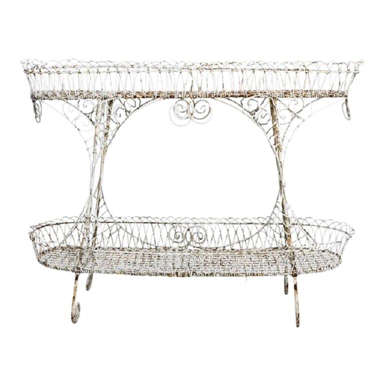 Victorian Scroll Wire Two-Tier Display Plant Stand
