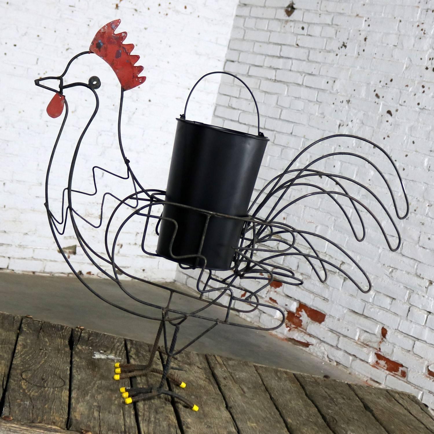 rooster planter metal