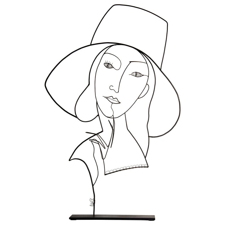 Wire Sculpture, La Dame au Chapeau For Sale