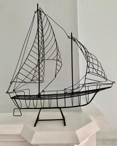 Wire Sculpture of a Ship with Sails