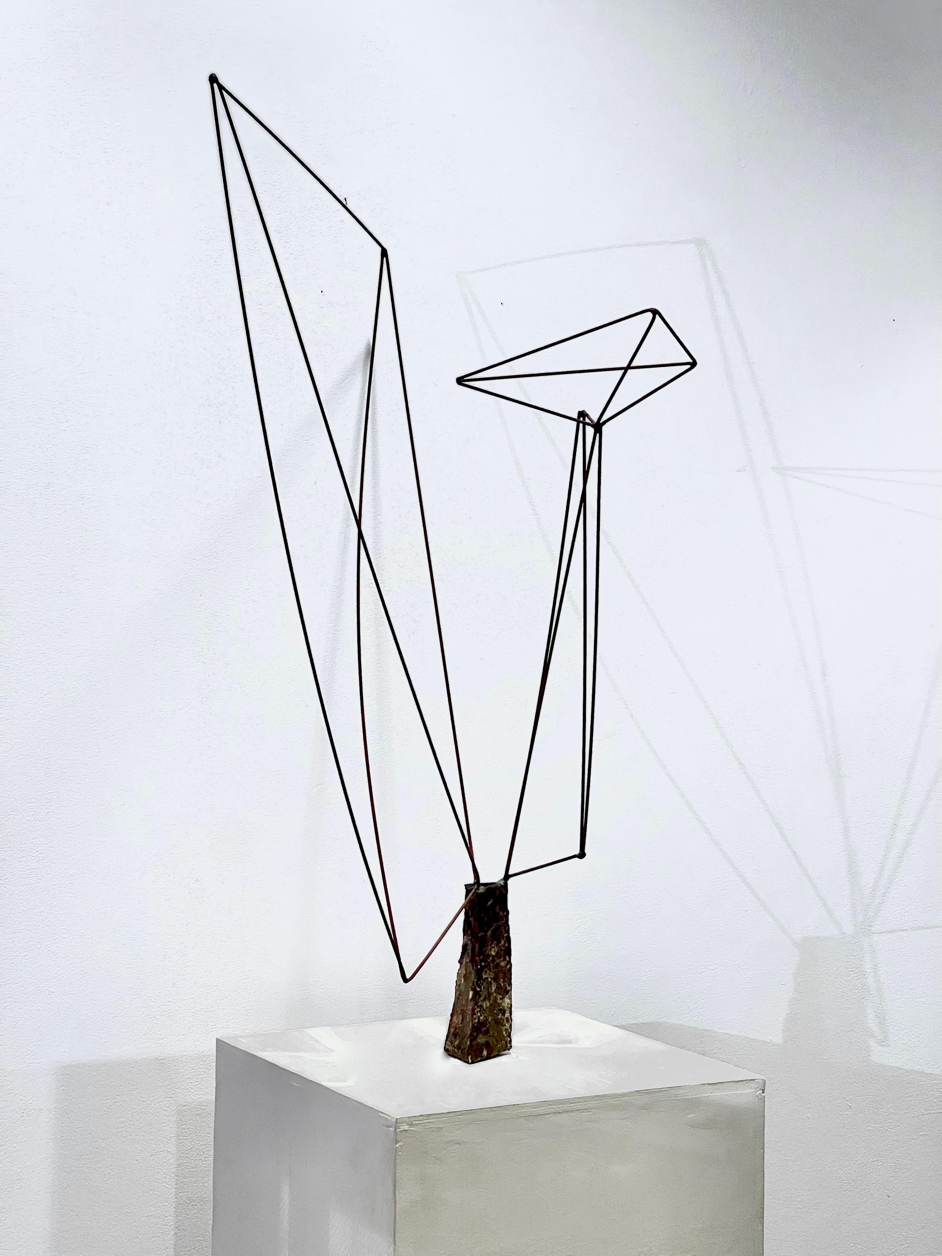 Mid-Century Modern Wire Sculpture on Pedstal by Harry Bertoia For Sale