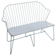 Wire Steel Light Blue Bench Settee 'Astoria' Sonett, Karl Fostel, Austria, 1950s