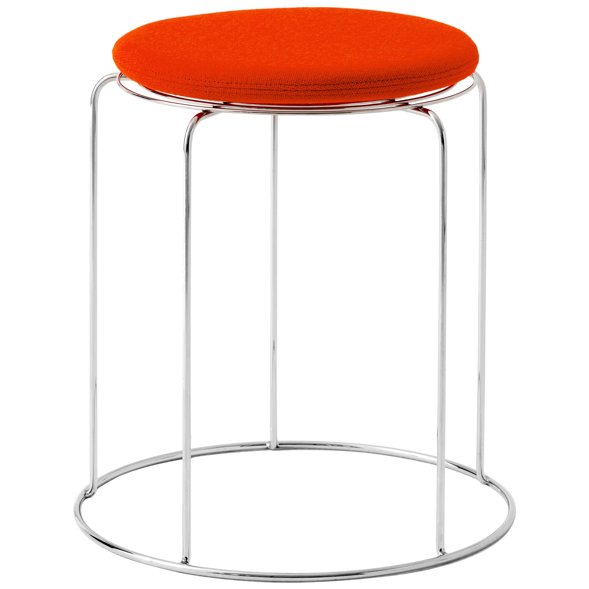 Taburete de alambre VP11, Acero pulido espejo/Hallingdal 600, de Verner Panton para &T en venta